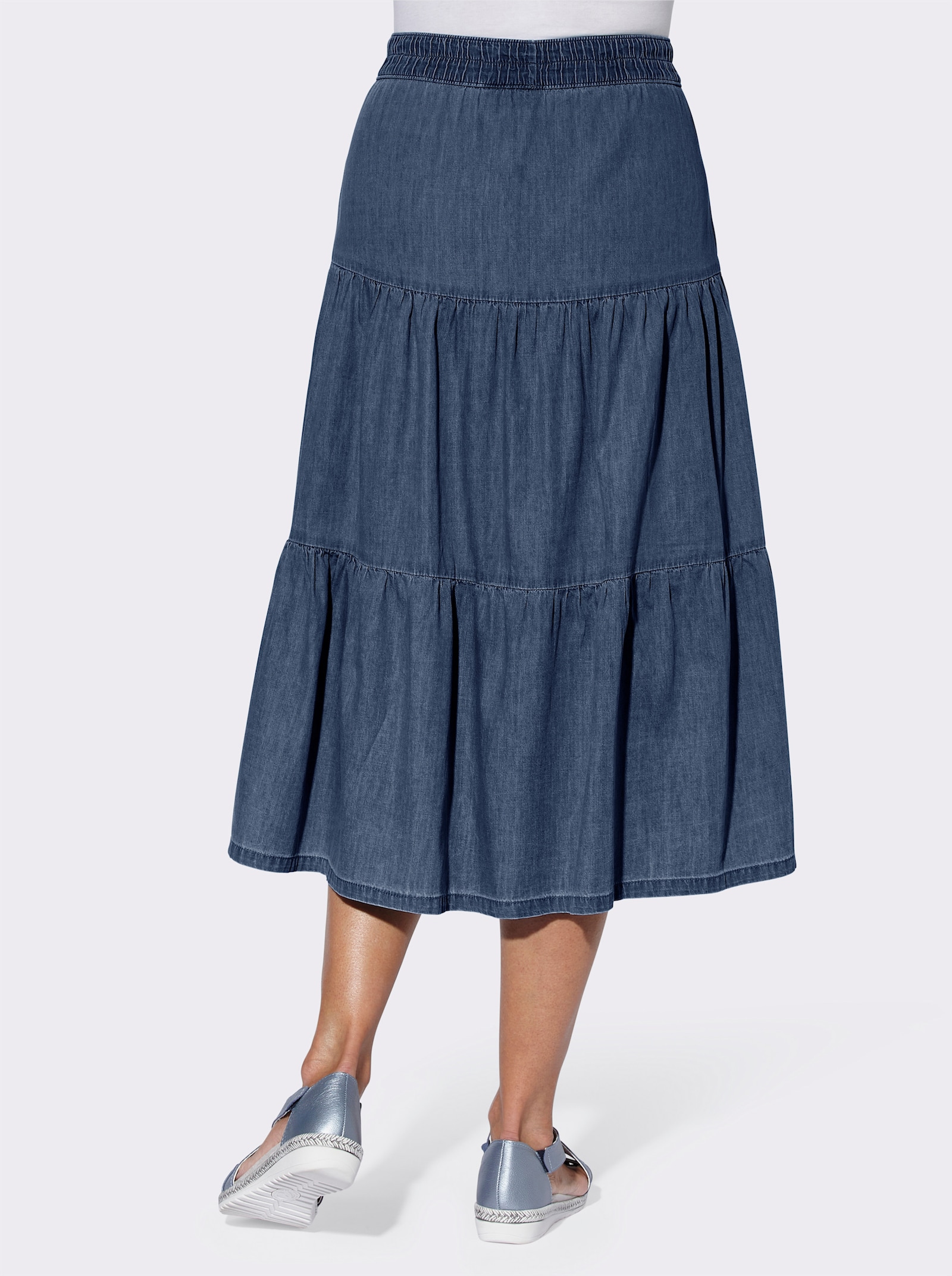 Jeansrock in Stufenform - blue-stone-washed