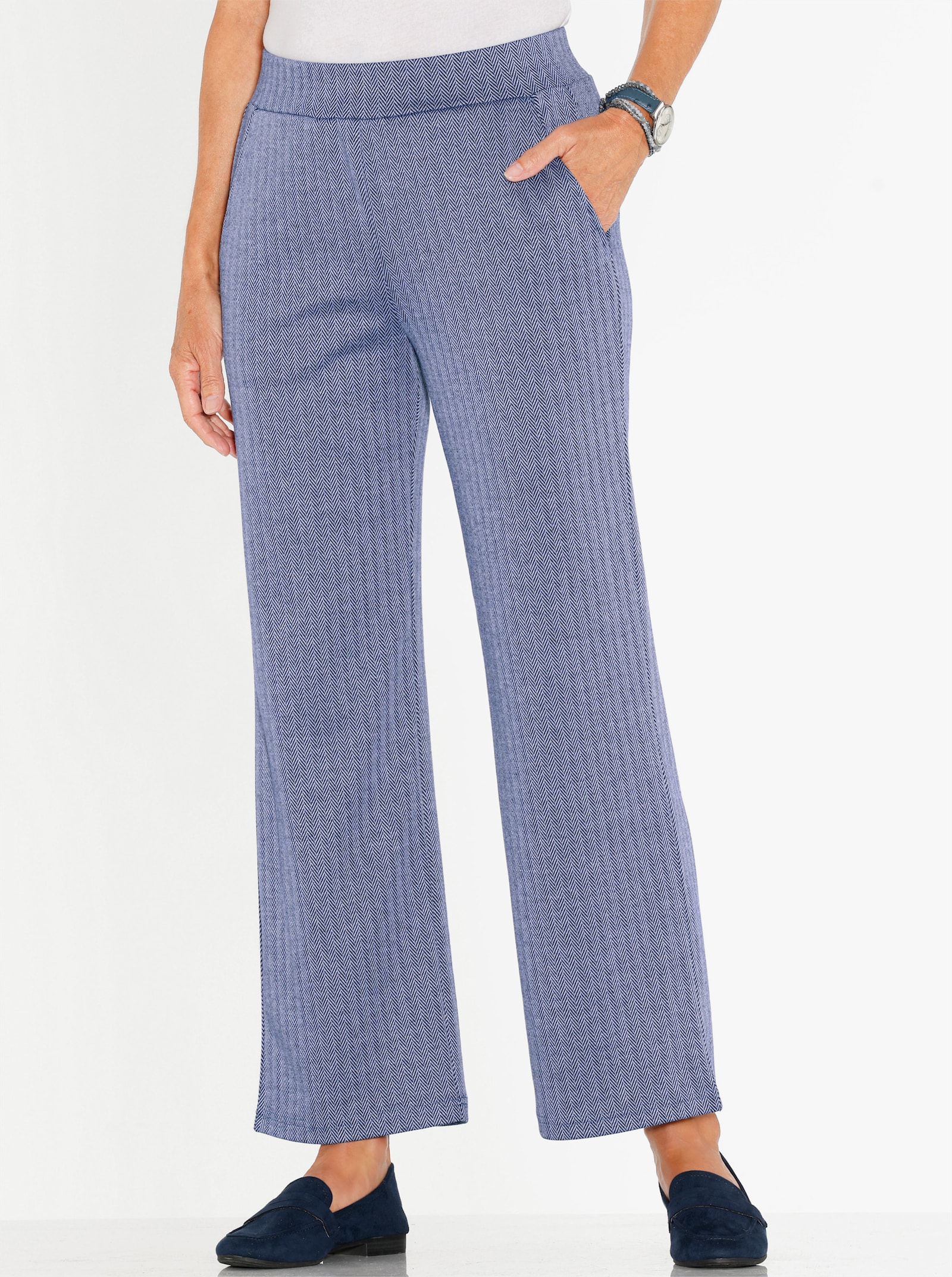 Jerseyhose mit weiter Form - marine-taubenblau-gemustert