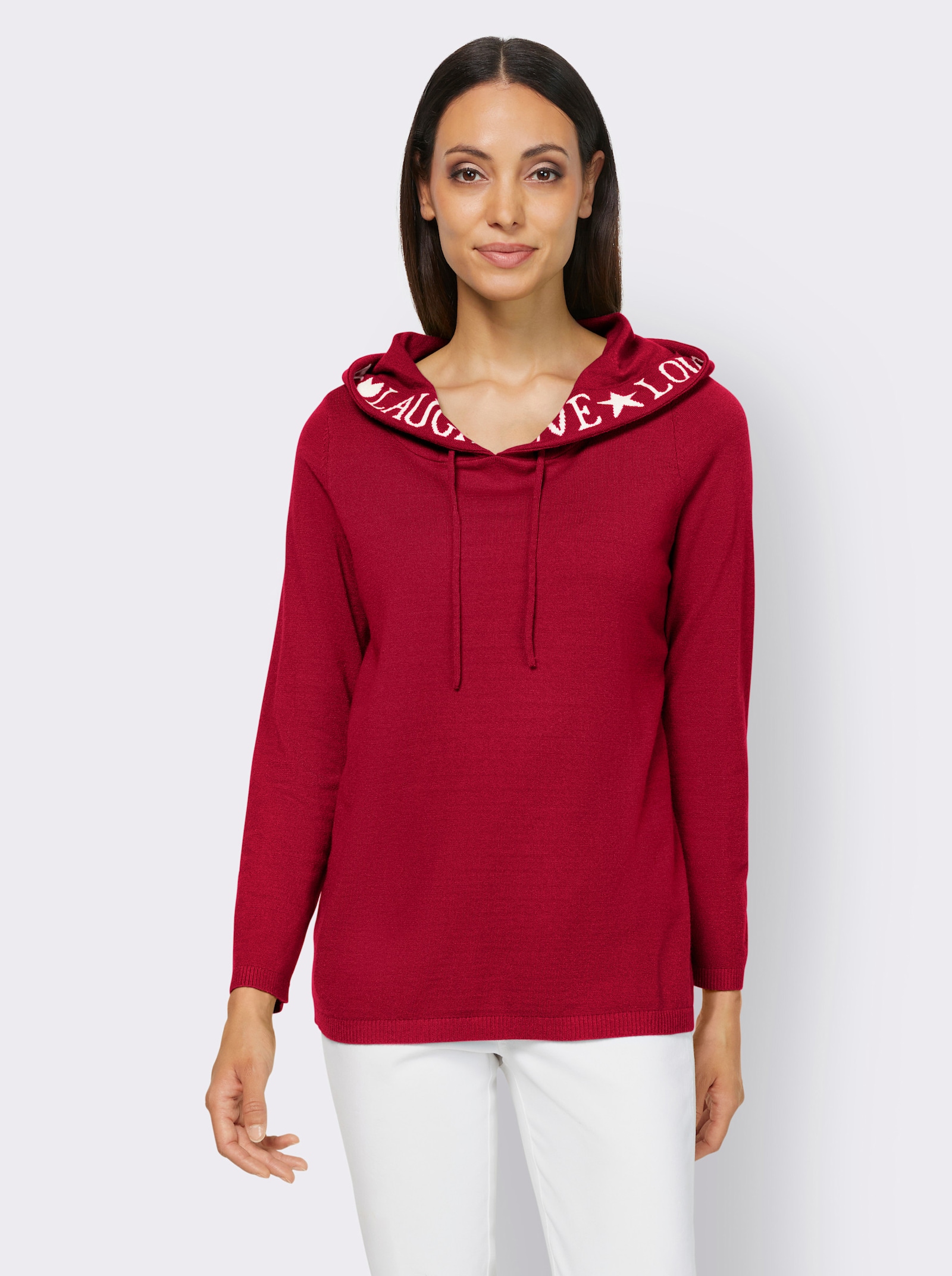 heine Kapuzenpullover mit Schriftzug - rot