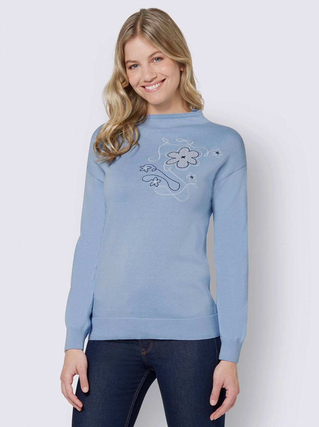 Feinstrickpullover - eisblau