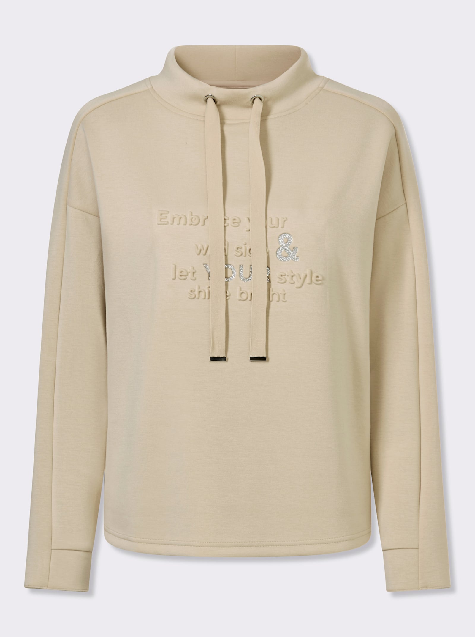 heine Stehkragenshirt mit Tunnelzug - sand