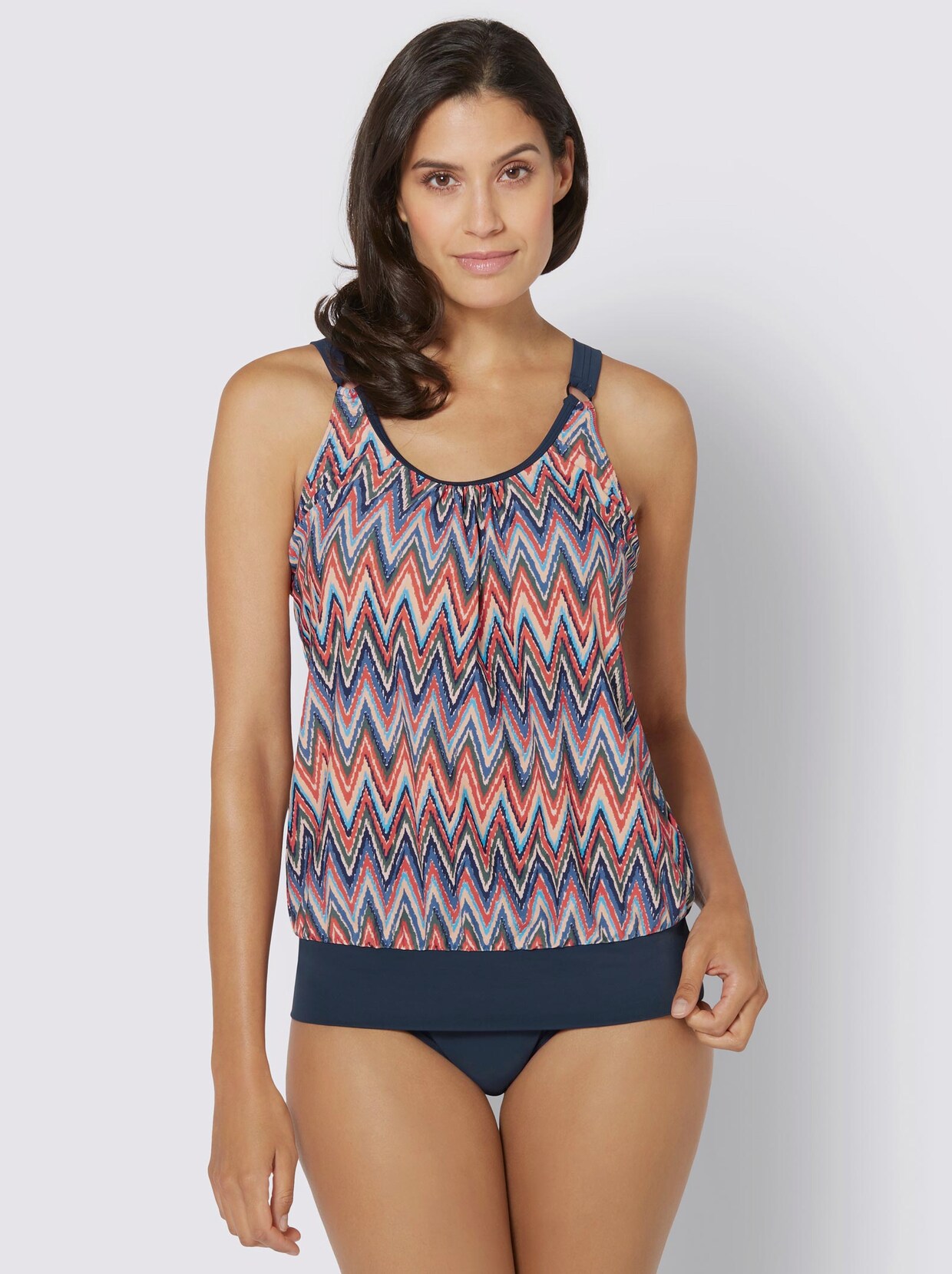 feel good Tankini-Oberteil - marine-bunt-bedruckt