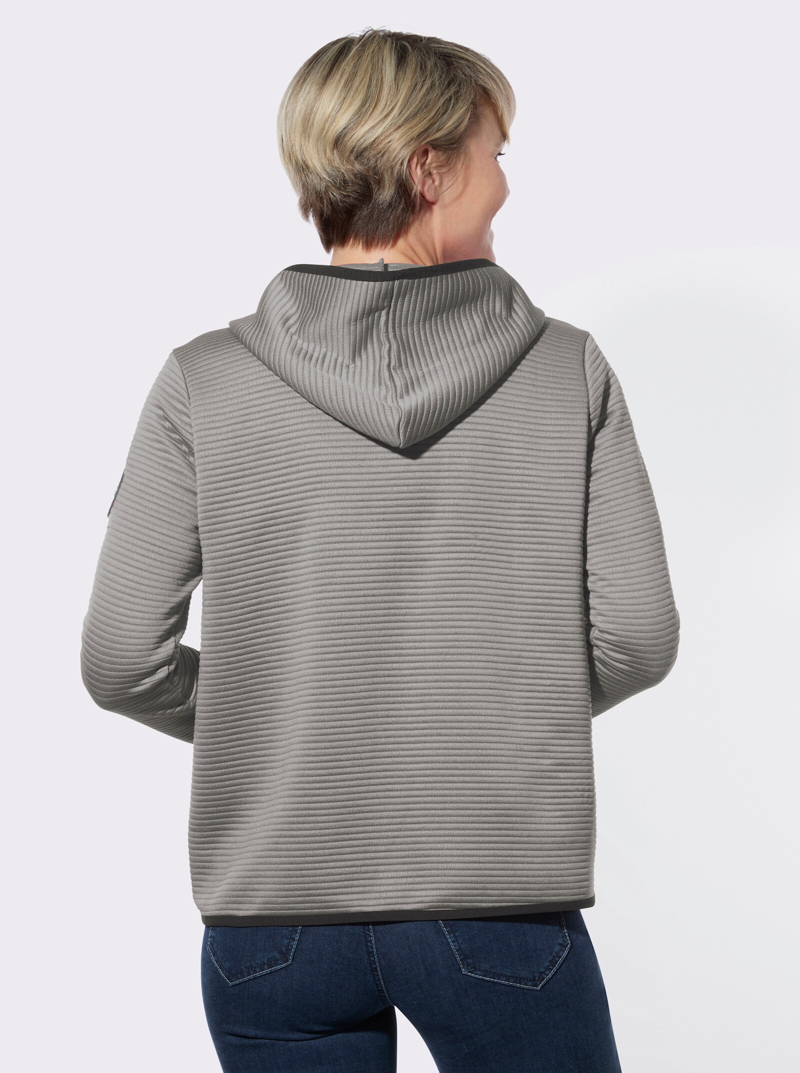 Shirtblazer mit Kapuze - steingrau
