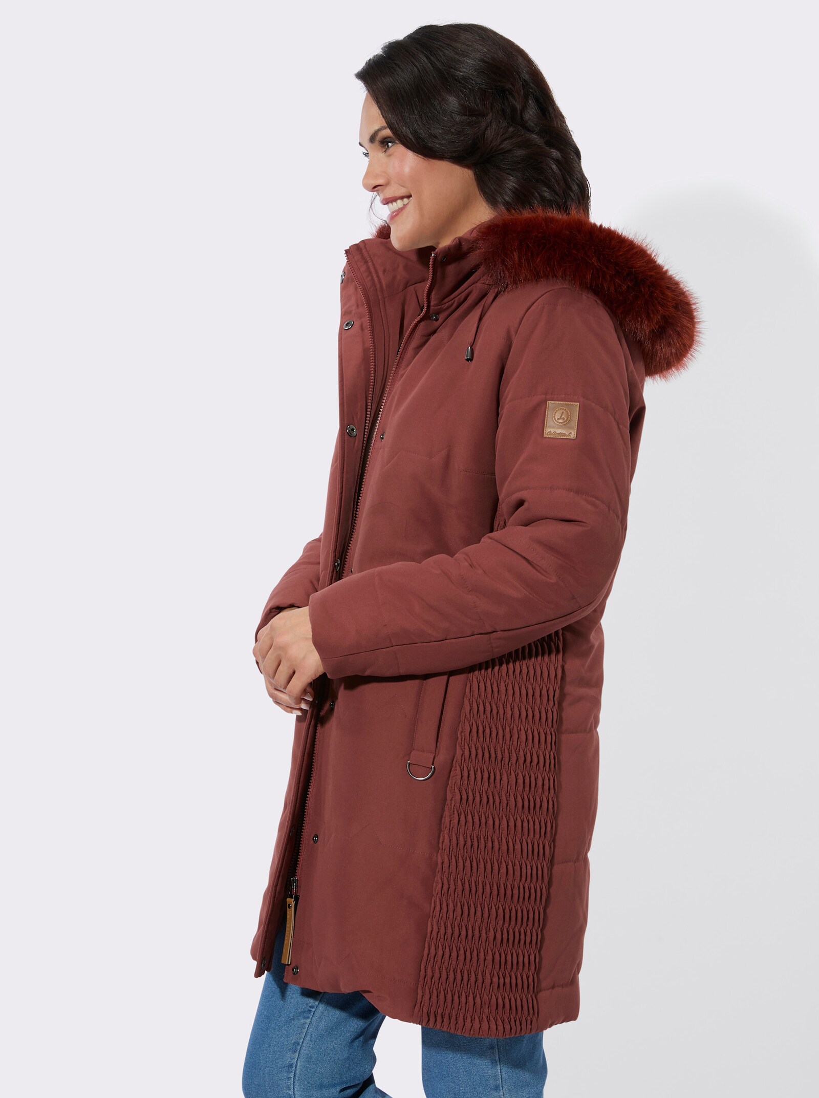 Steppjacke mit Teddy-Fleece-Futter - rostrot