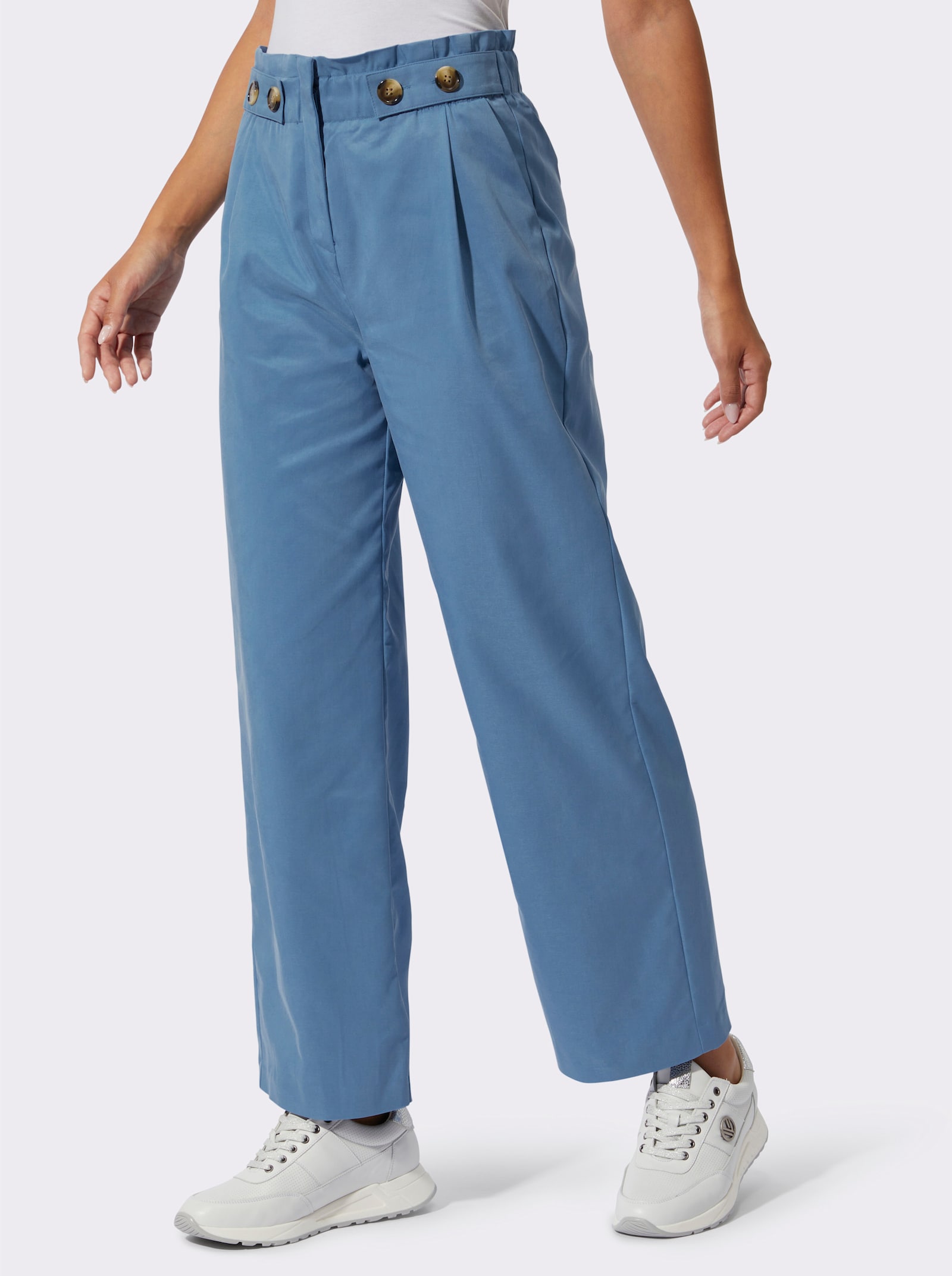 Paperbag-Hose in luftiger Lyocell-Qualität - mittelblau