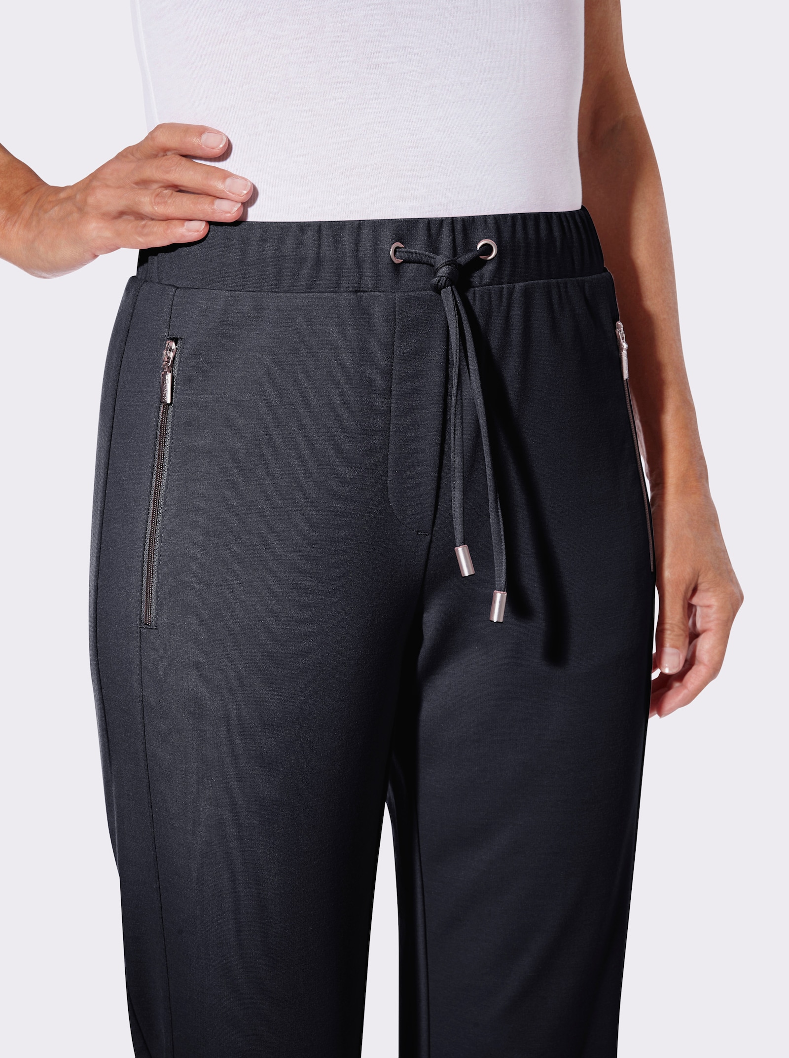 Jerseyhose mit Reissverschluss-Taschen - marine