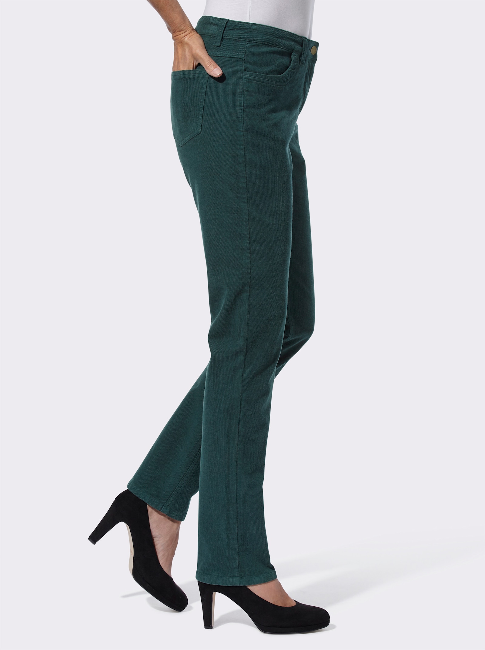 Ribcordbroek in stretchkwaliteit - petrol