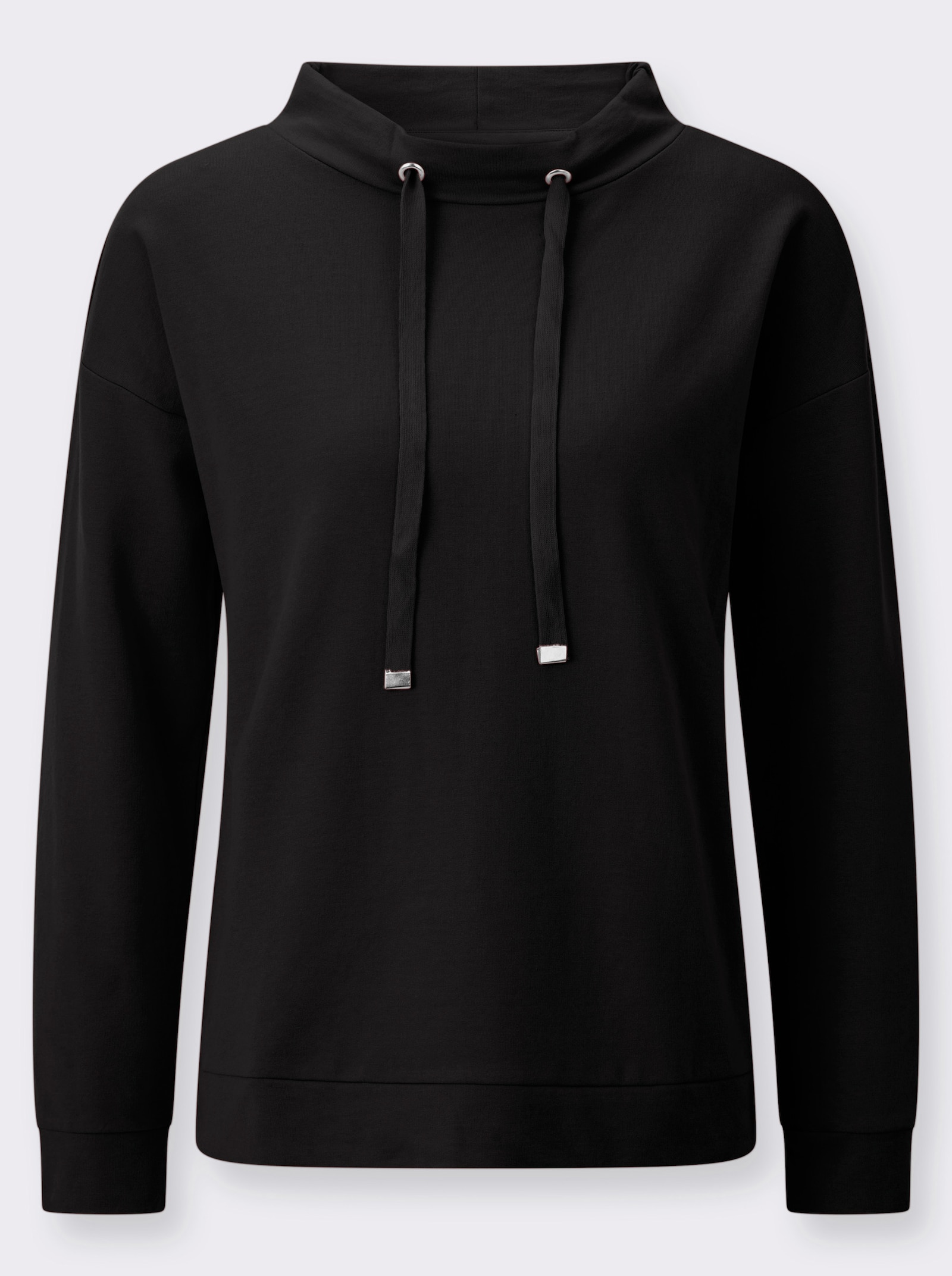 Sweatshirt mit Kordelzug - schwarz
