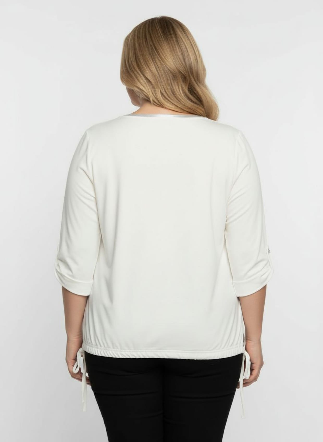 Print-Shirt mit silberfarbigen Details - ecru-schwarz-bedruckt