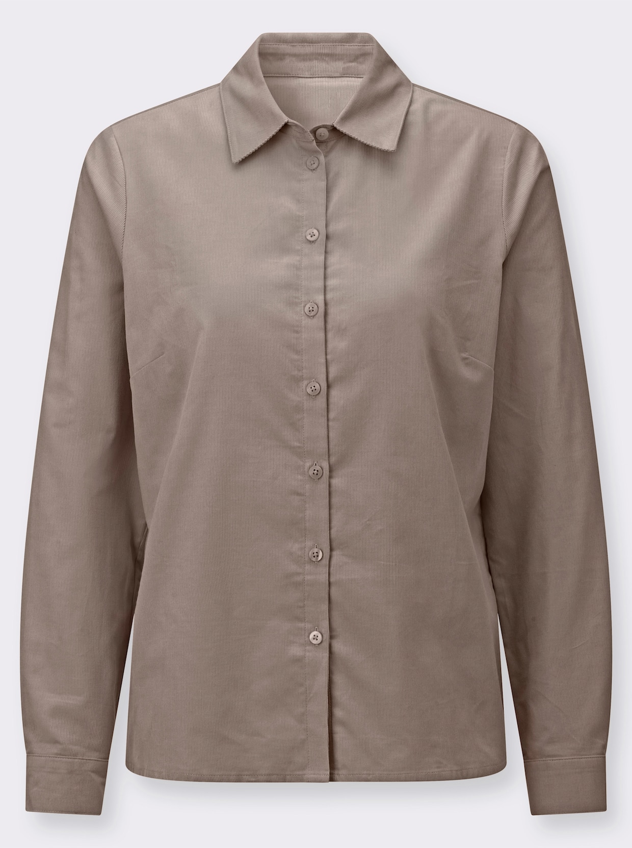 Košilová halenka z měkkého babykordu - taupe