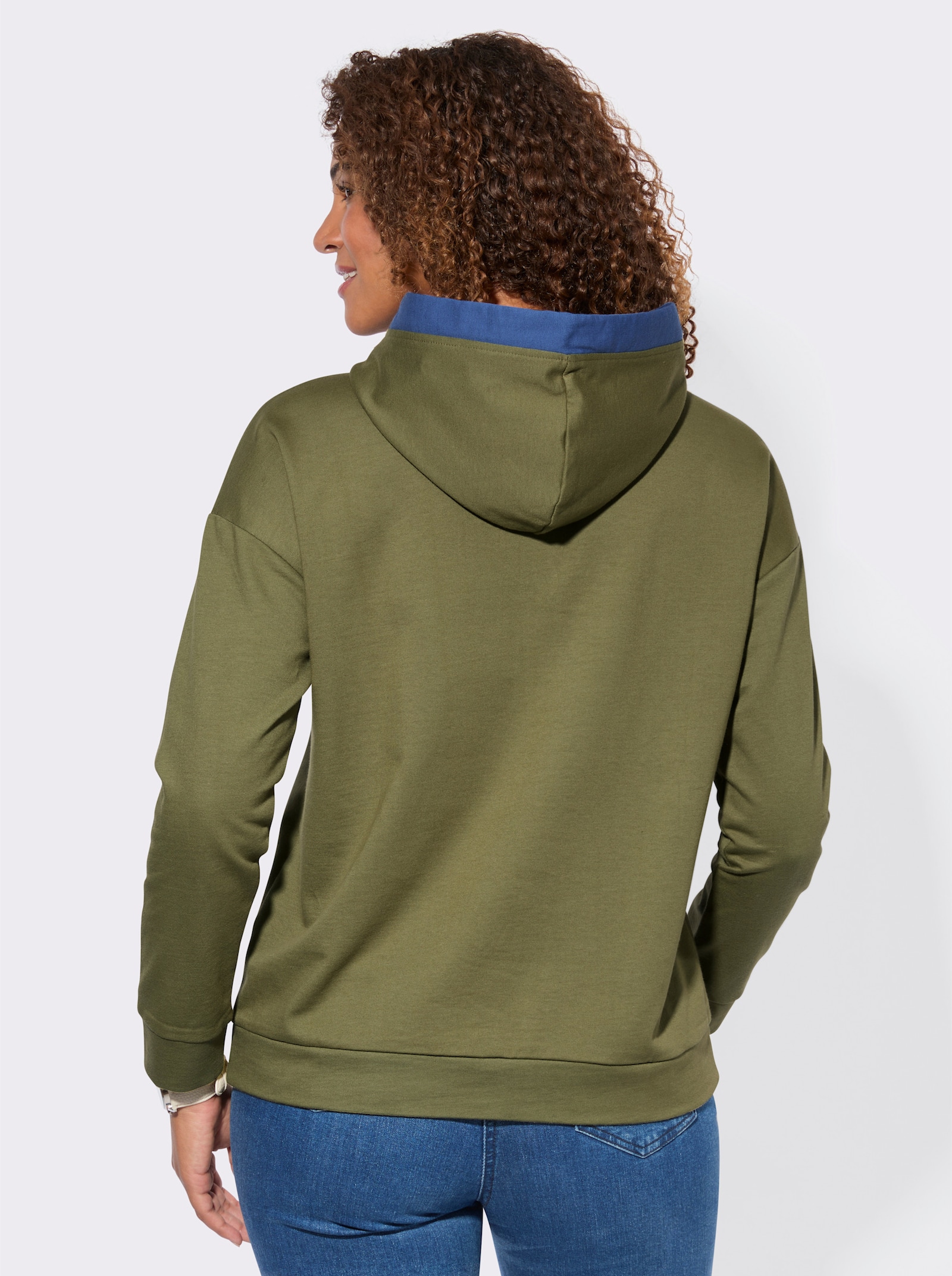 Sweatshirt mit Sternen-Print vorne - oliv