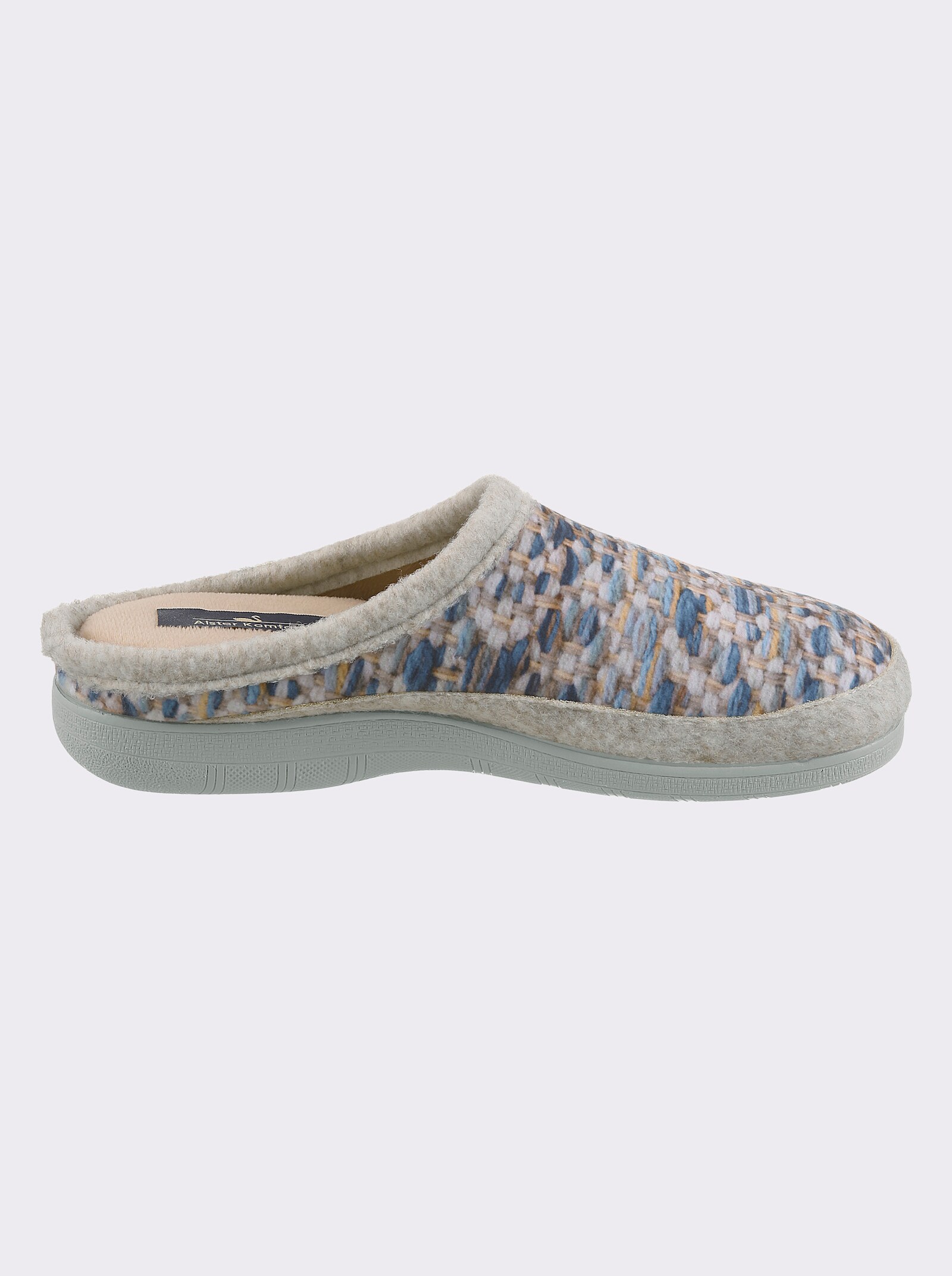 Pantoffel in Strick-Optik, Textil - bleu-gemustert