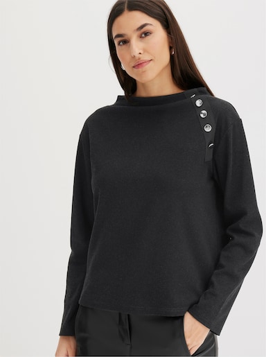 Sweatshirt mit Kelchkragen - schwarz