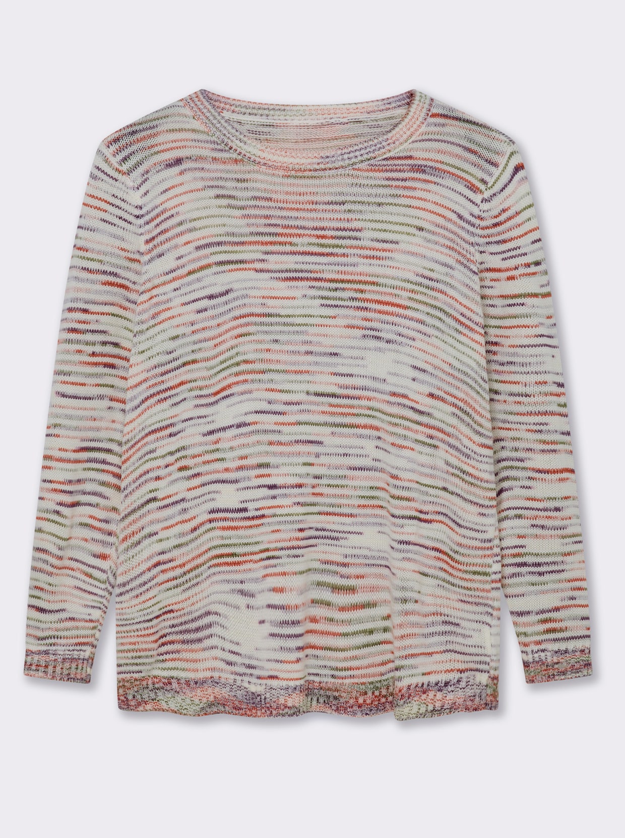 Rundhalspullover aus Multicolor-Garn - ecru-meliert