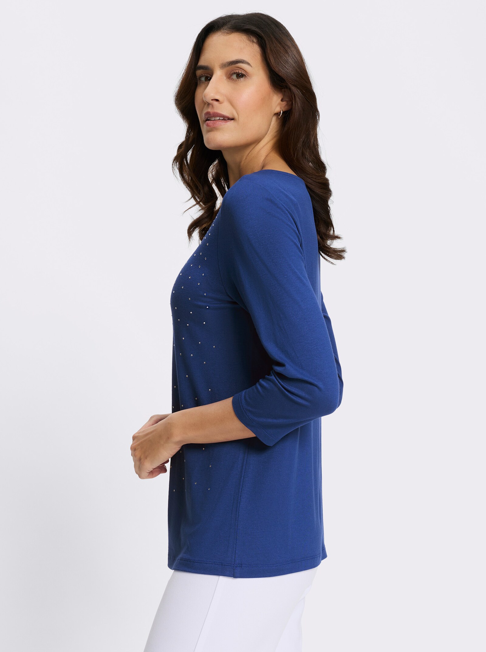 3/4-Arm-Shirt mit Glitzersteinchen - royalblau