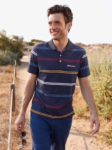 Poloshirt mit Streifen - marine-gestreift