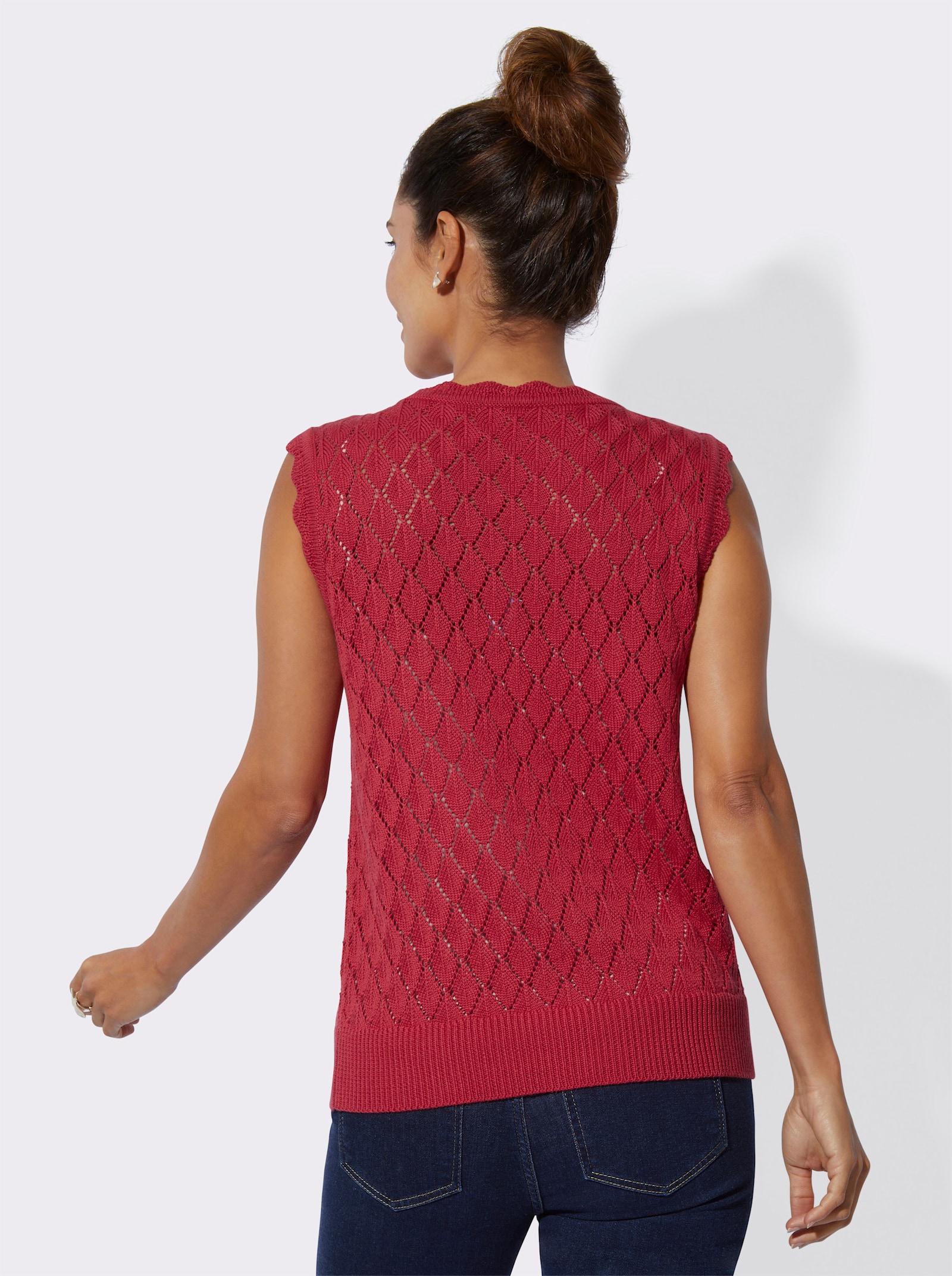 Pullunder im Ajourmuster - erdbeere