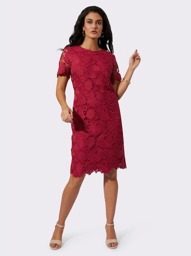 Spitzenkleid mit langem Reißverschluss - kirsche