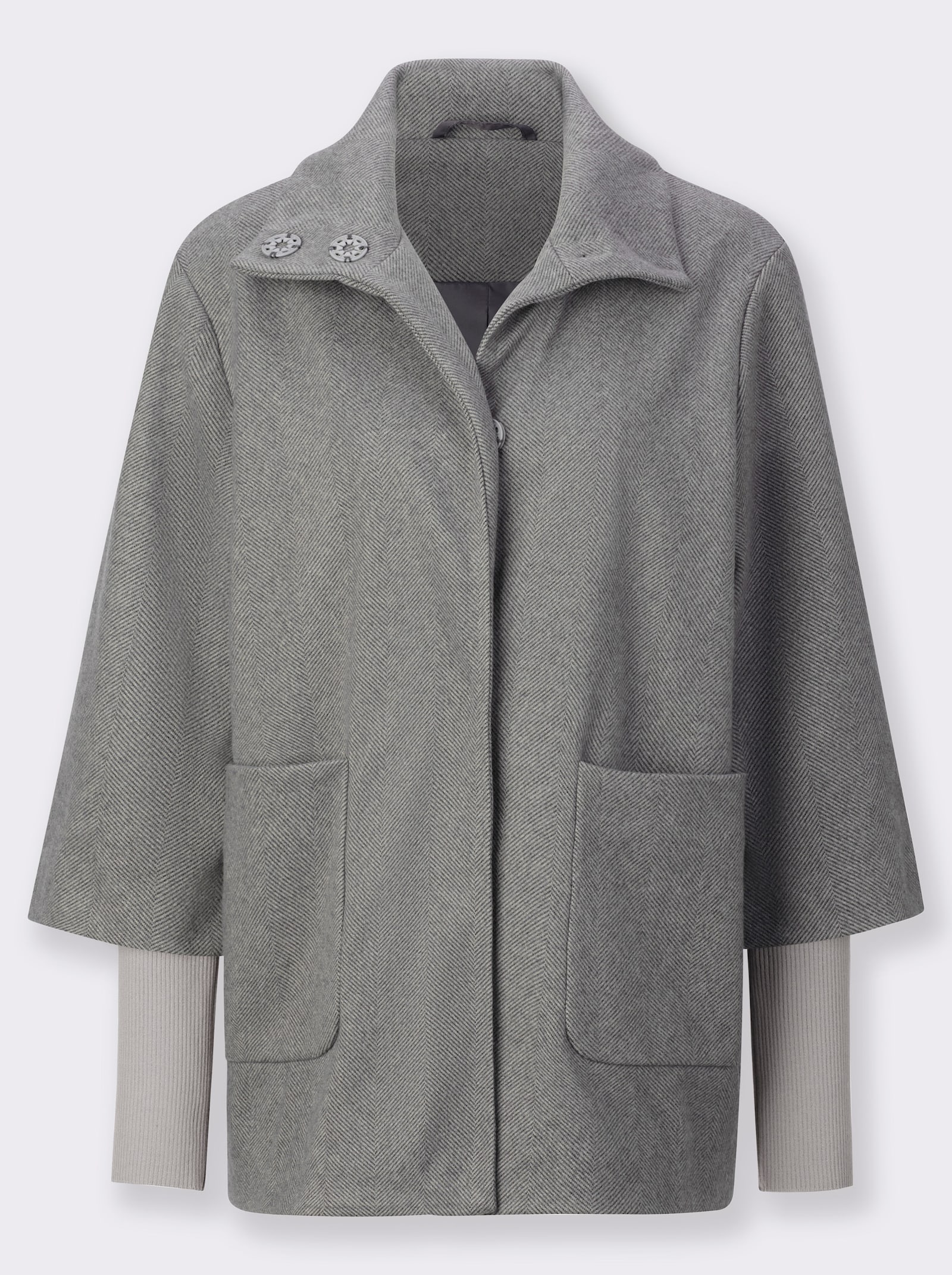 Jacke mit hohem Stehkragen - steingrau-anthrazit-gestreift