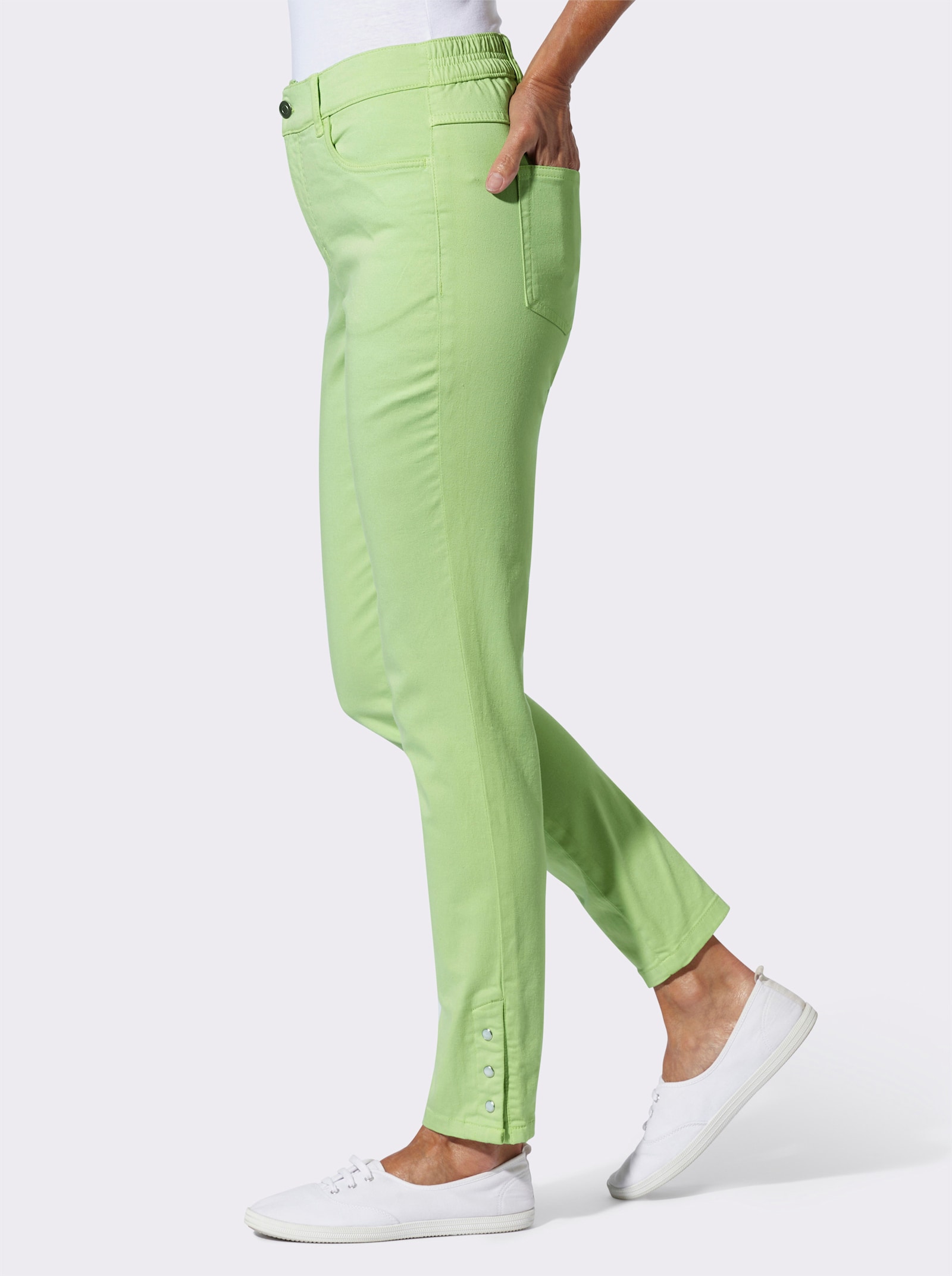 Jeans in verkürzter Form, Dehnbund - reseda