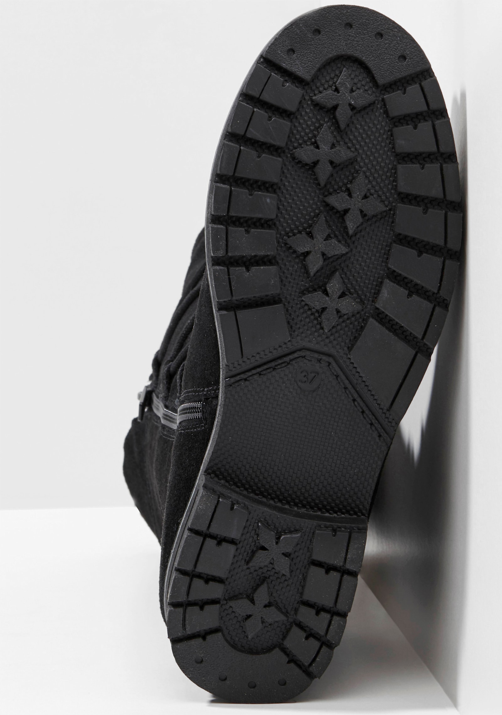 sheego Weitschaftstiefel aus Leder mit Schnürung - schwarz