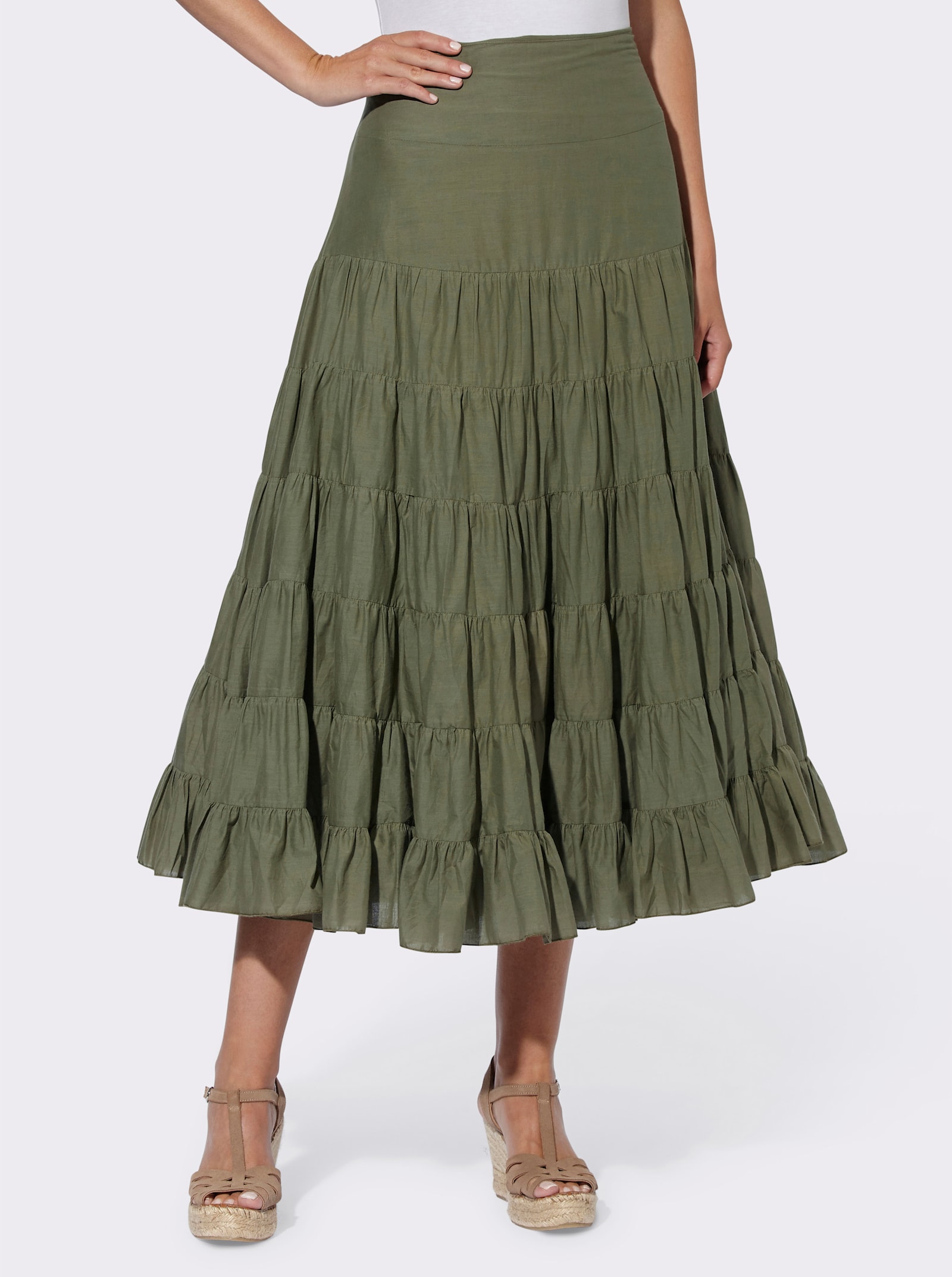 heine Stufenrock aus Baumwolle - khaki