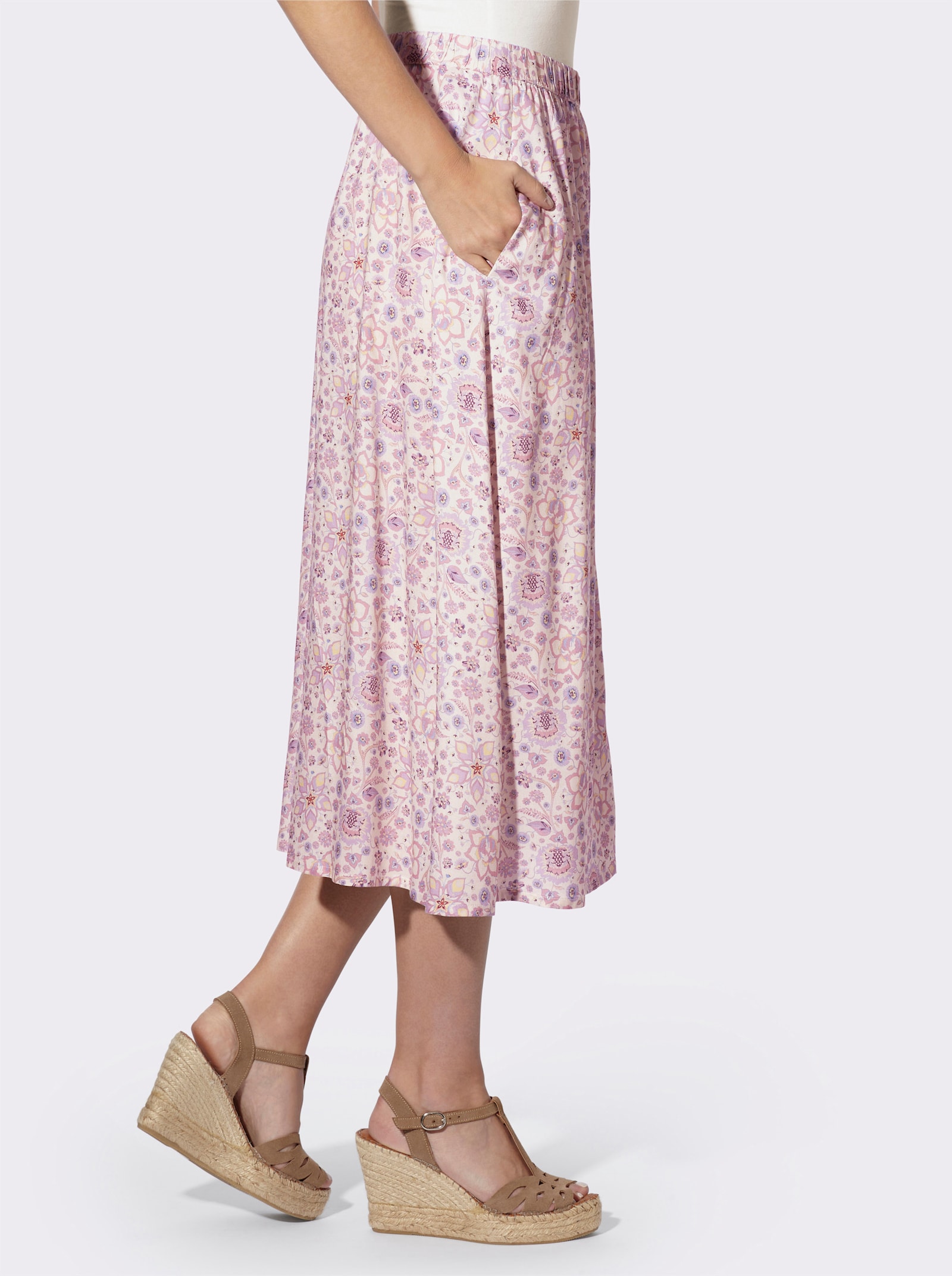 heine Jupe d'été avec motif mille fleurs - couleur ivoire-parme imprimé