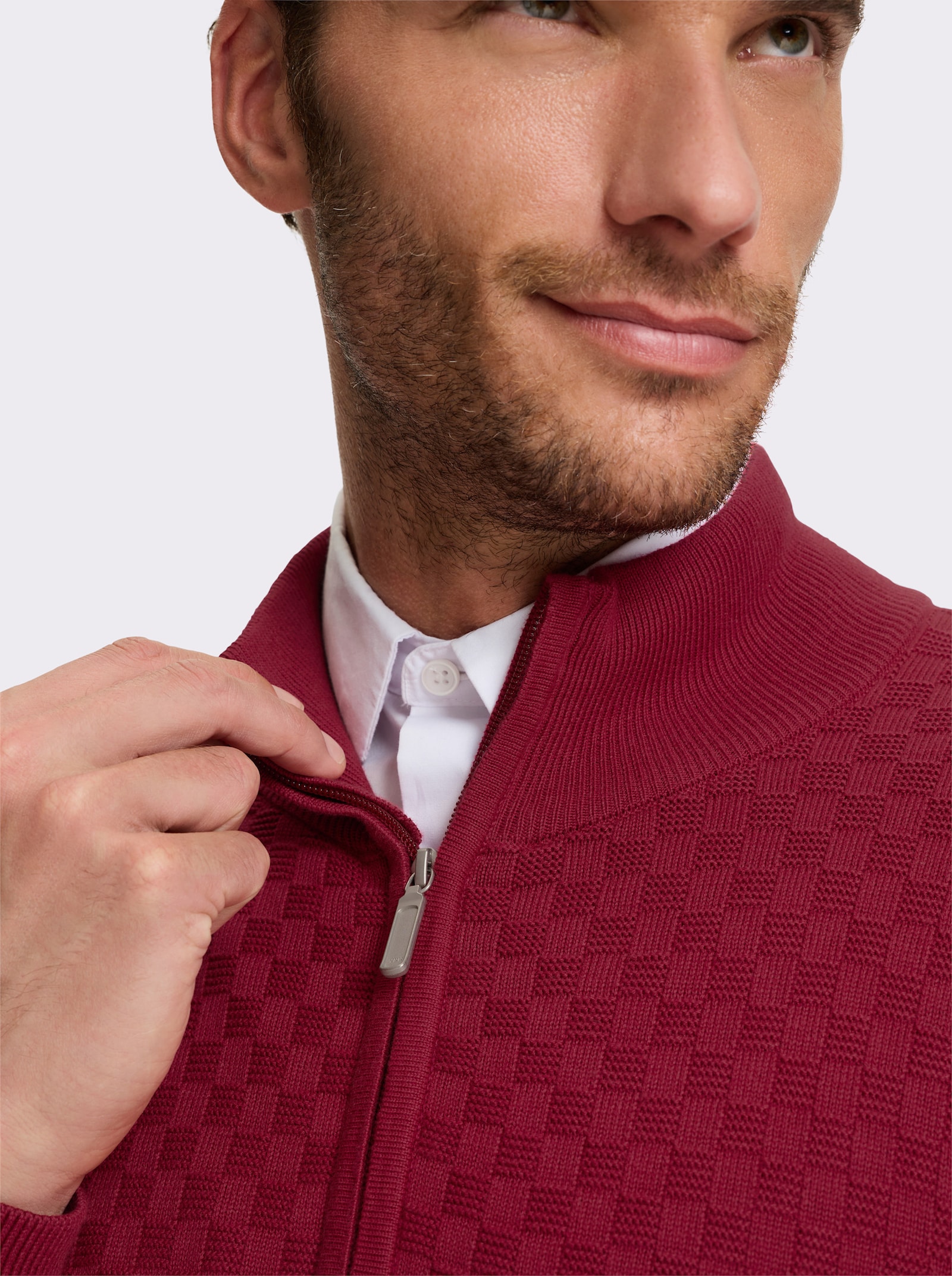 Marco Donati Strickjacke mit verdecktem Reissverschluss - kirsche