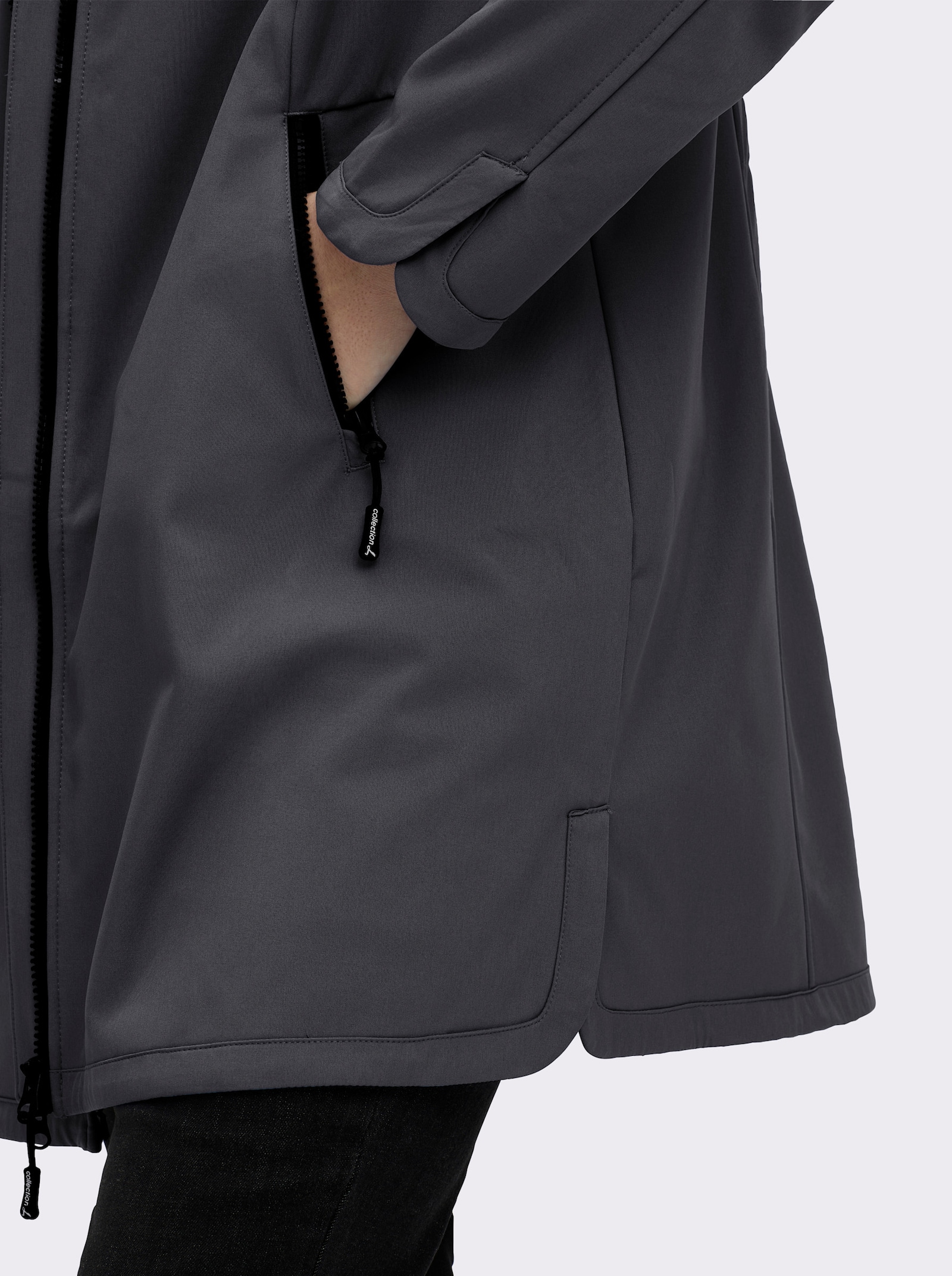 Softshelljacke mit Gummizug im Rücken - anthrazit