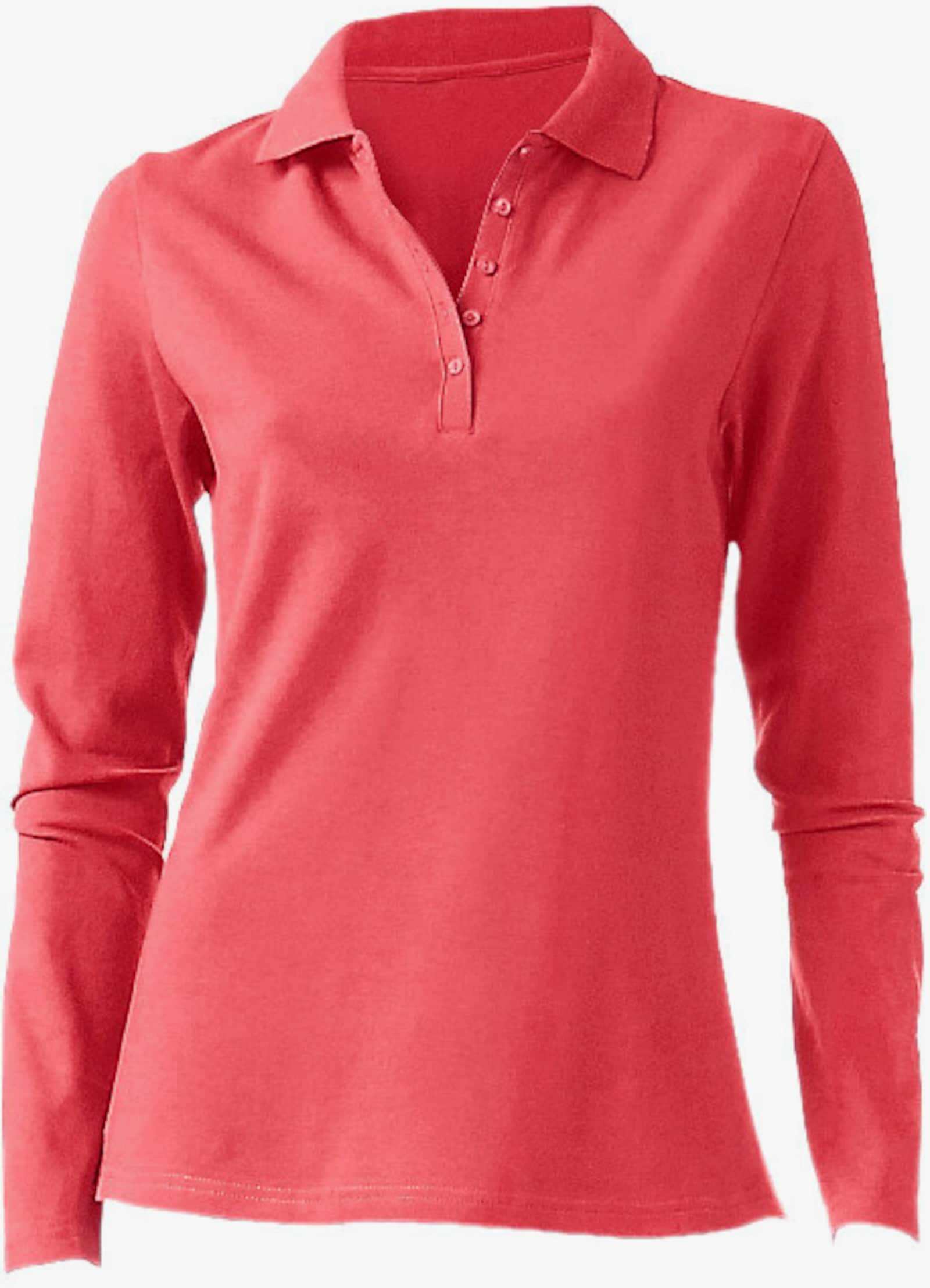 heine Langarm-Poloshirt in Pikee-Qualität - koralle