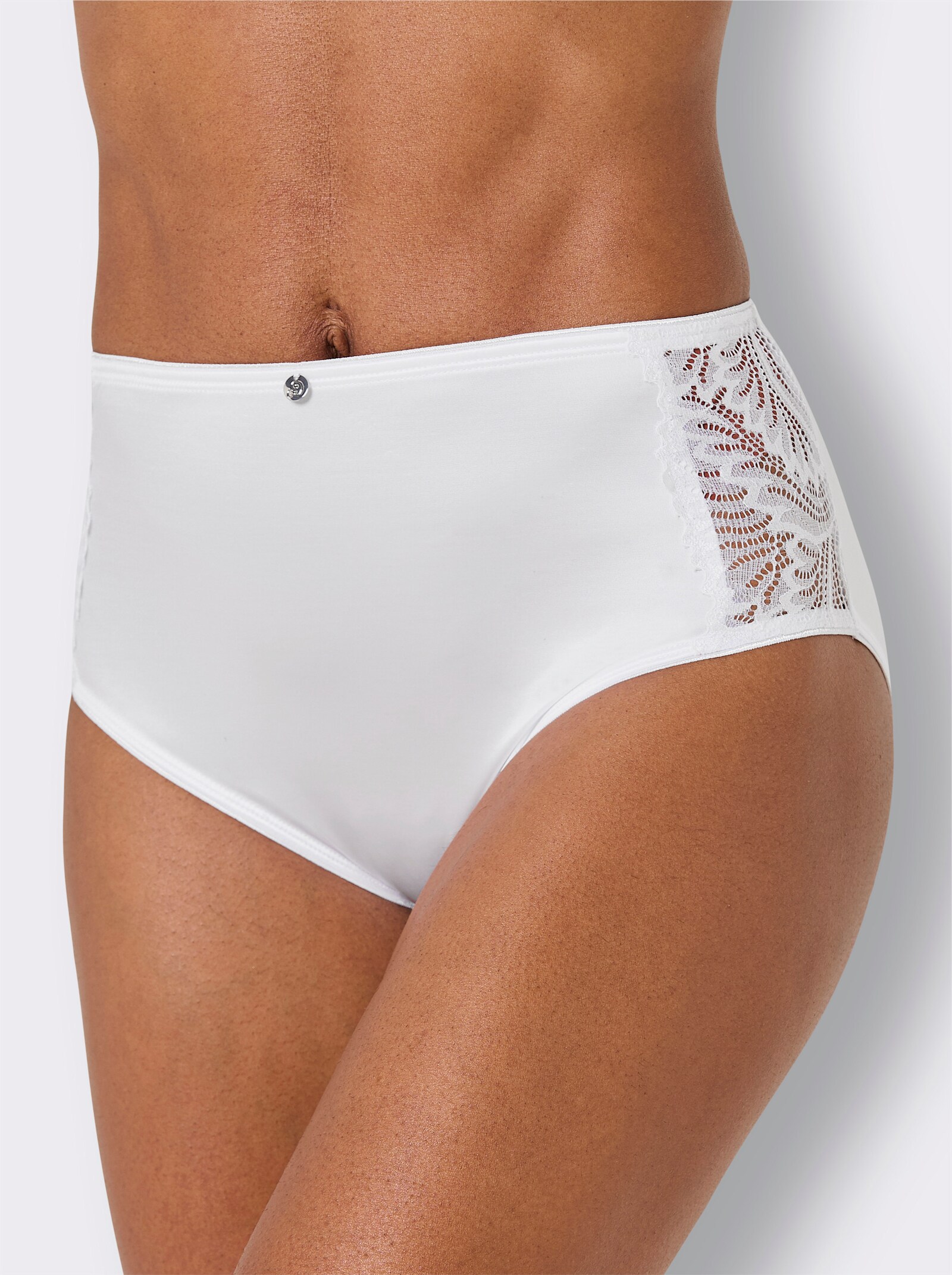 wäschepur Hüftslip mit seitlichem Spitzeneinsatz - weiß