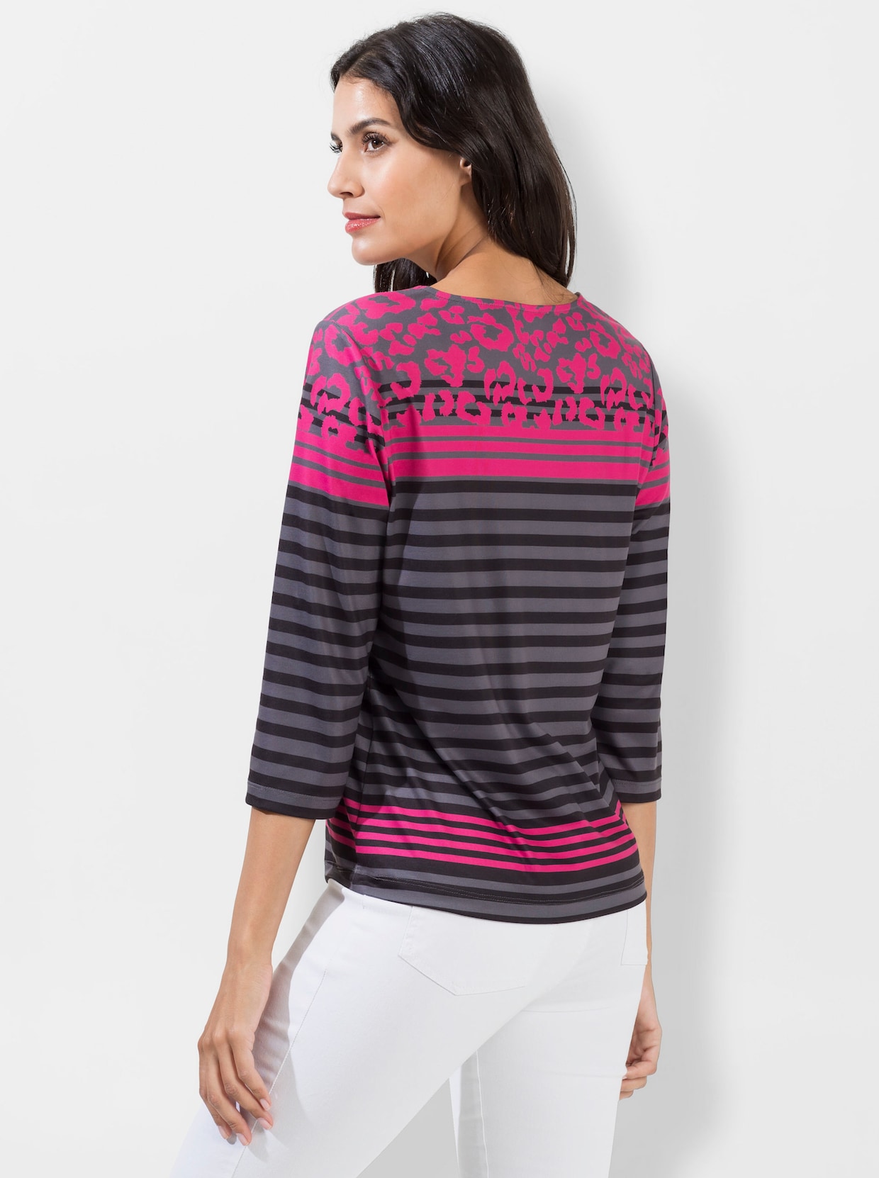 Print-Shirt - schwarz-fuchsia-bedruckt