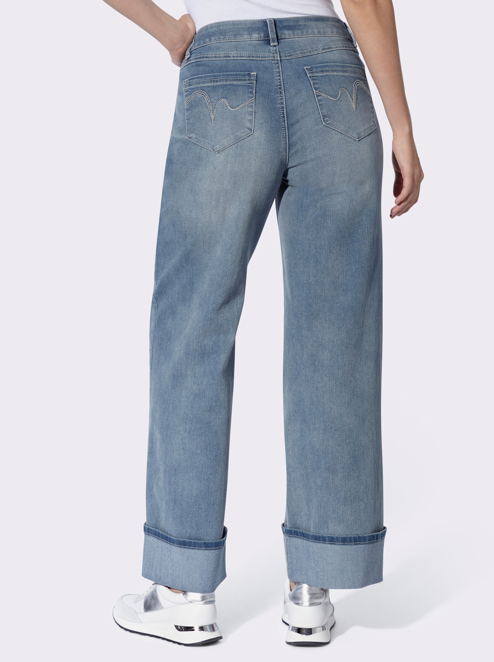 heine 5-Pocket-Jeans mit fixiertem Beinaufschlag - blue-bleached
