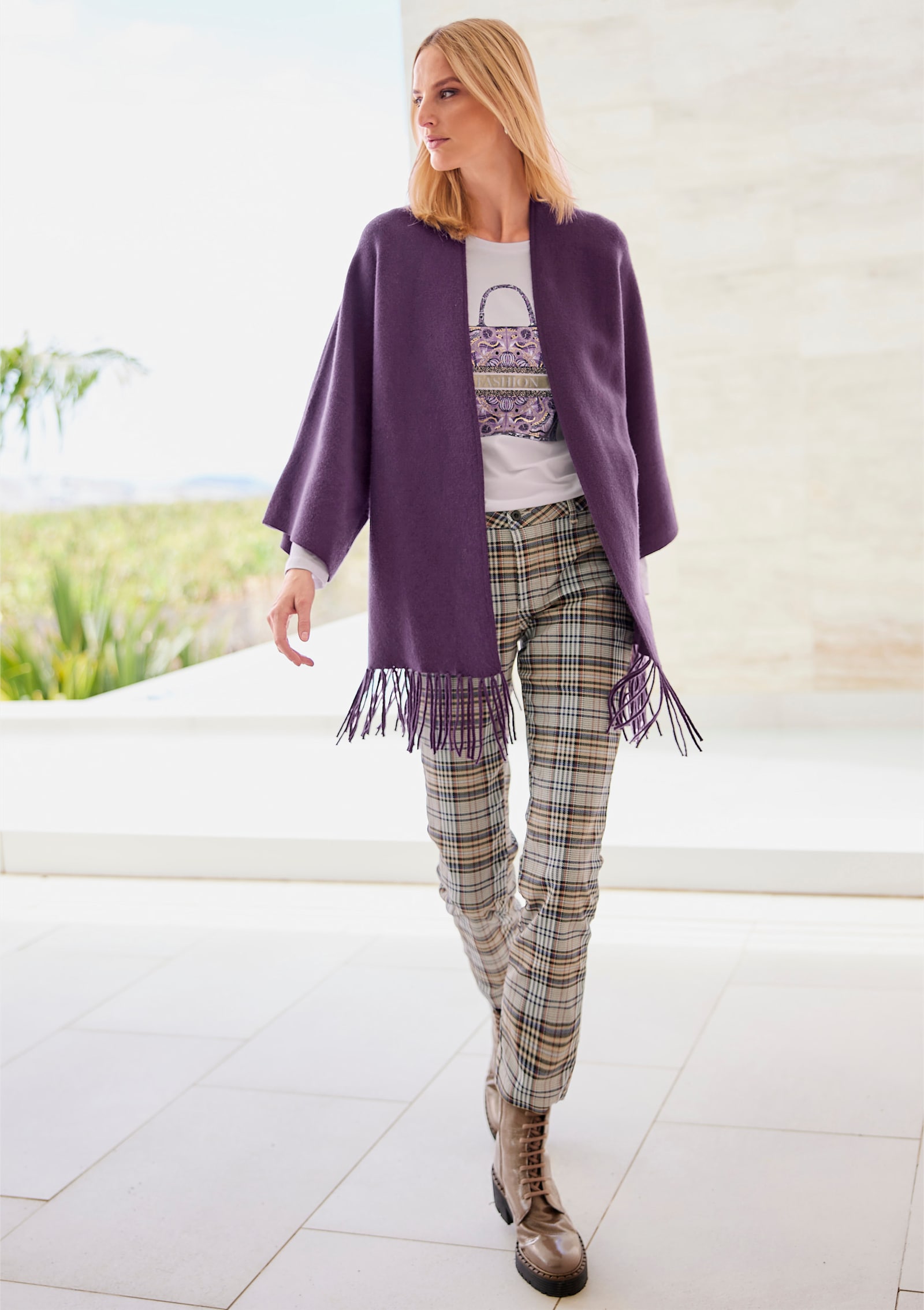 heine T-shirt avec imprimé feuille - écru