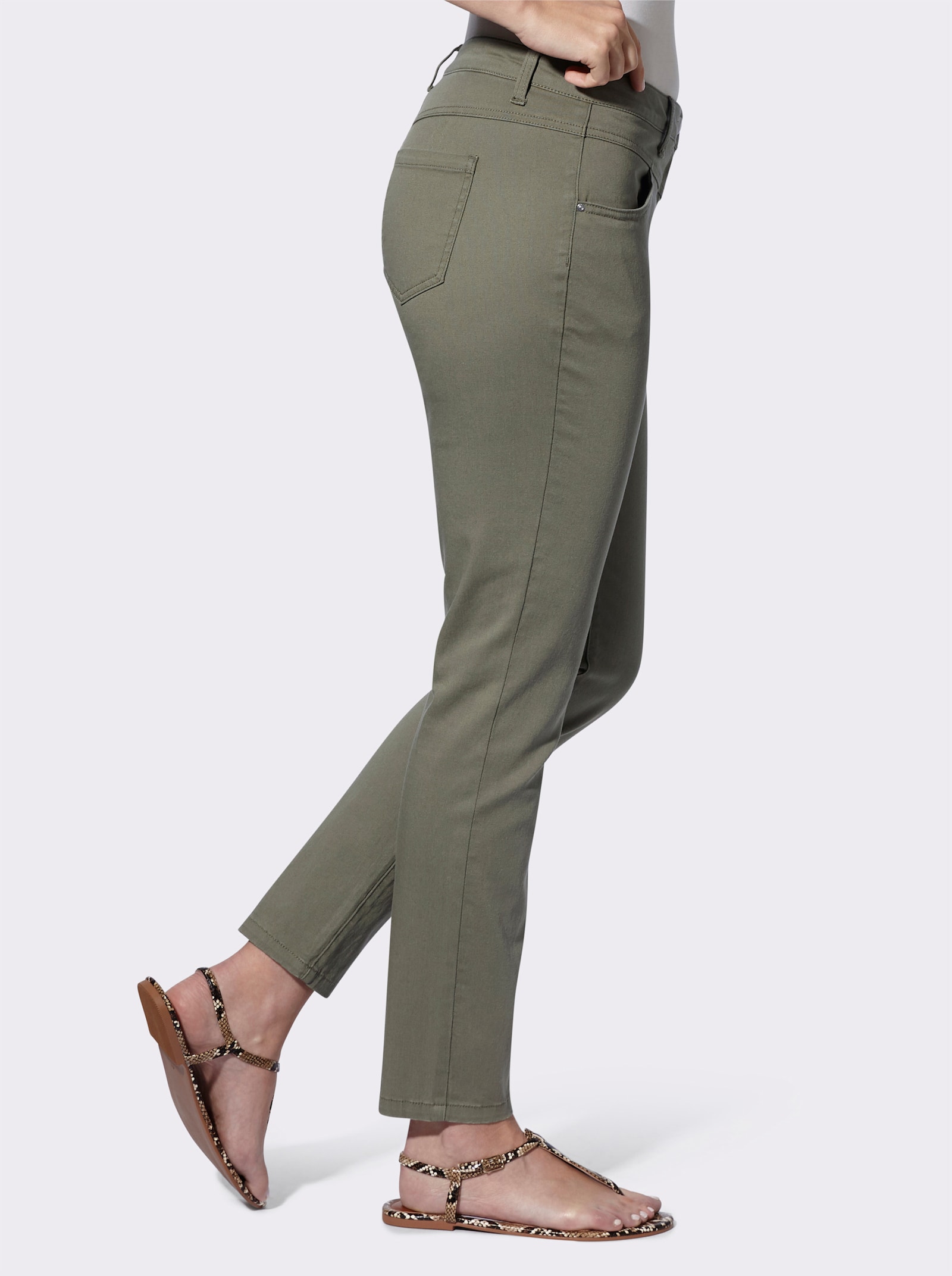 Stretch-Hose mit Passformsattel vorne und hinten - khaki