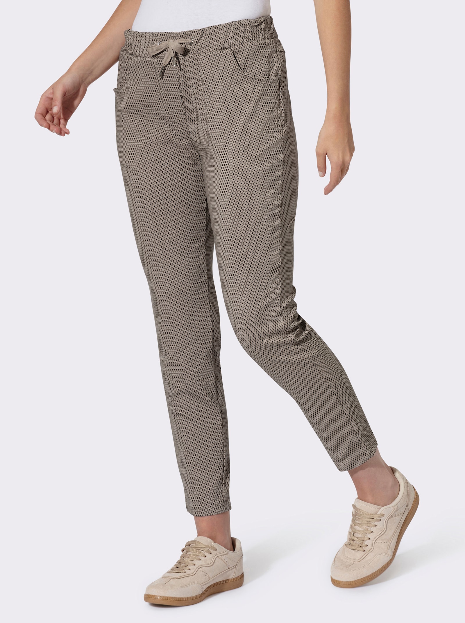 heine Druckhose in Crinkle-Optik - sesam-schwarz-bedruckt