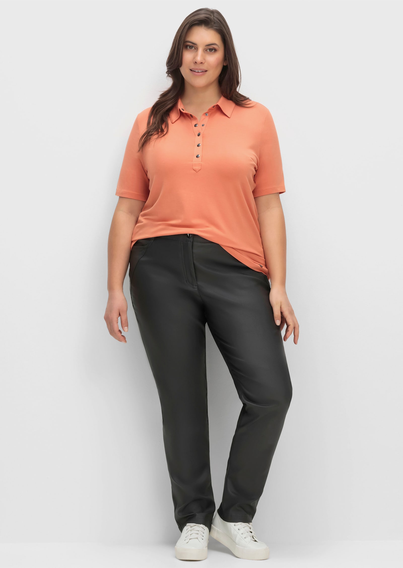 5-Pocket-Hose in Leder-Optik - anthrazit