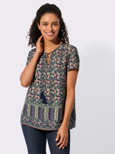 Tunika mit Bordüren-Druck - marine-eucalyptus-bedruckt