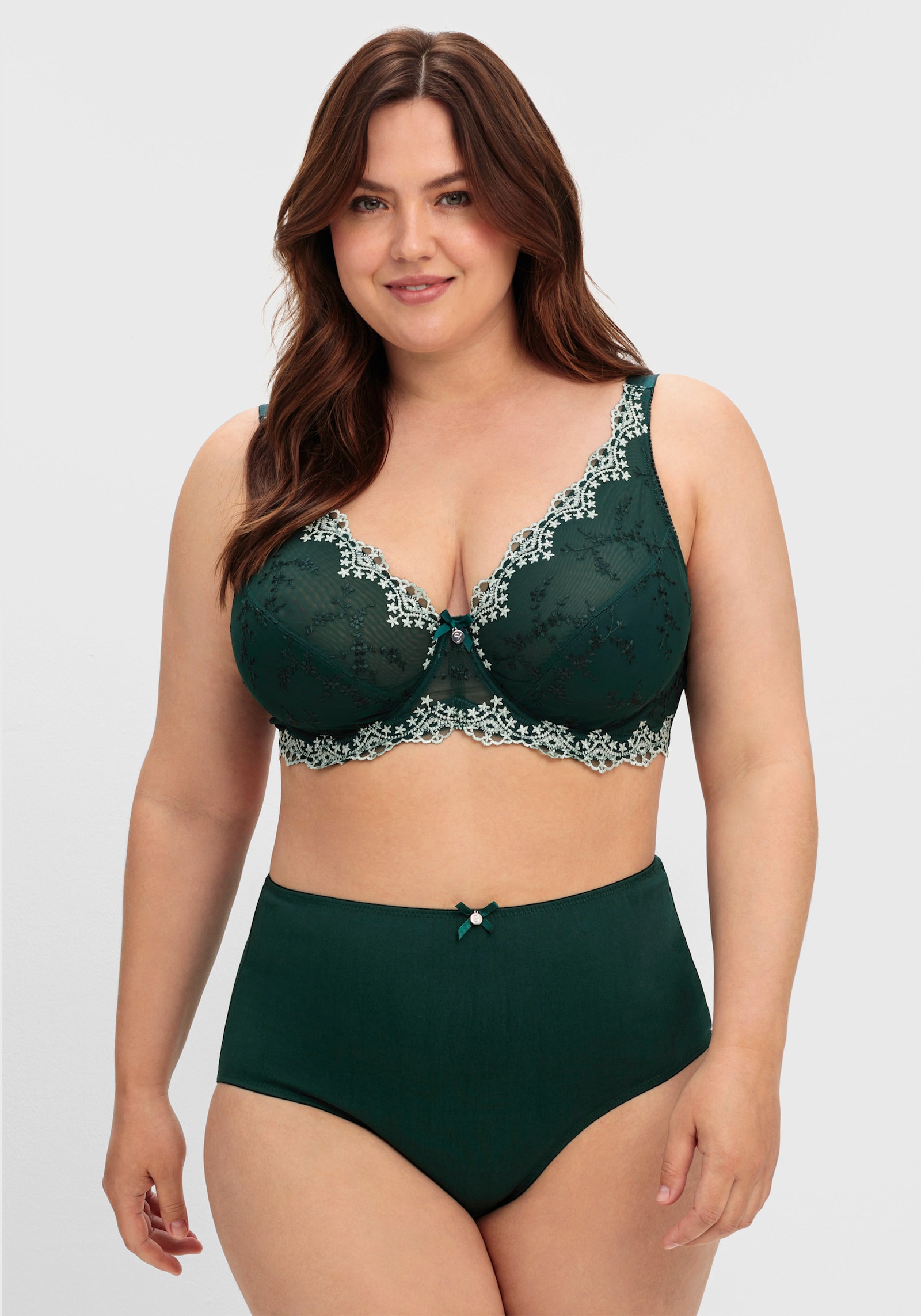 sheego Bügel-BH mit eingearbeiteten Seitenstützen - tiefgrün