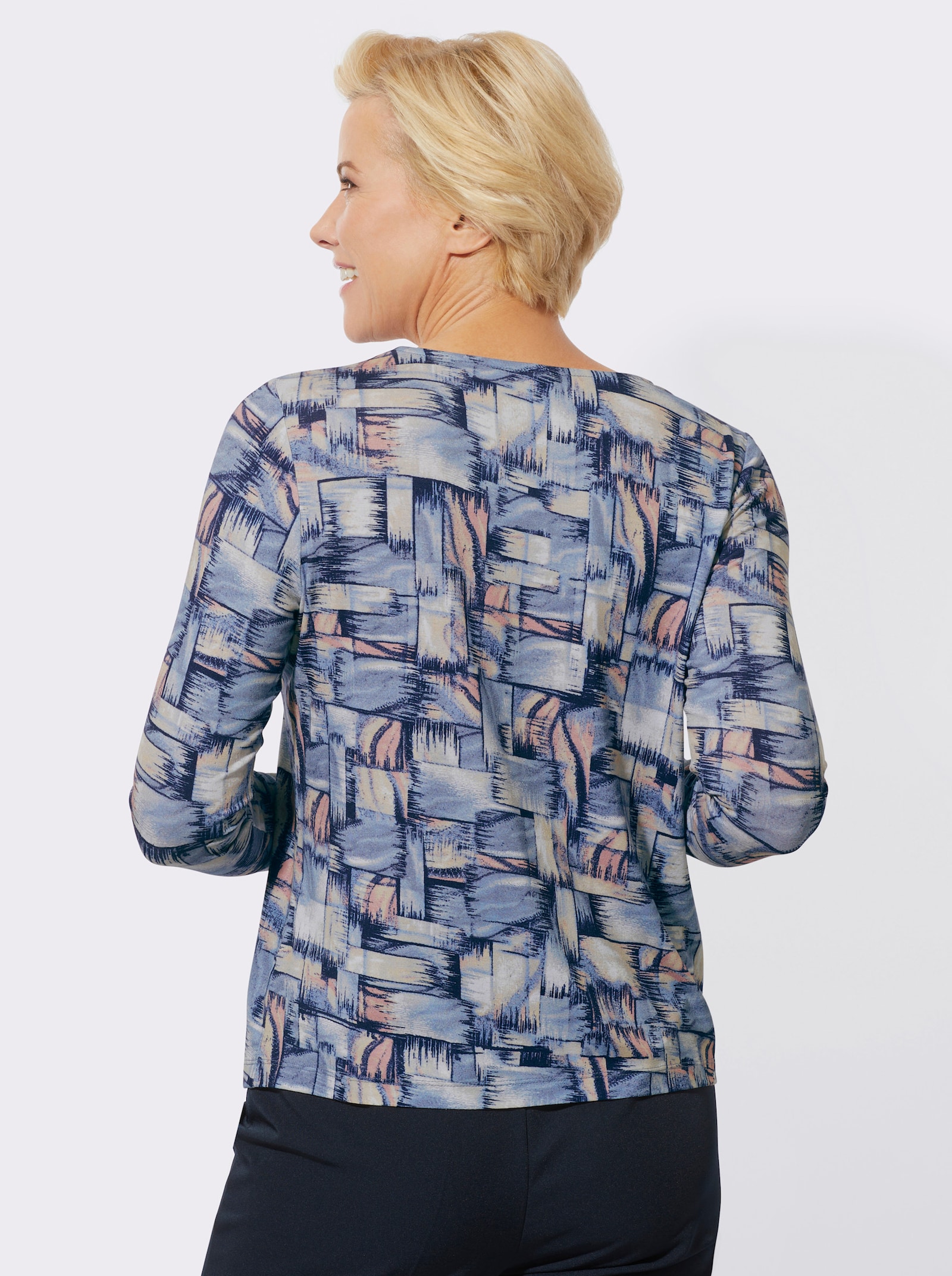 Rundhalsshirt in geschmeidiger Single-Jersey-Qualität - hortensie-taubenblau-bedruckt