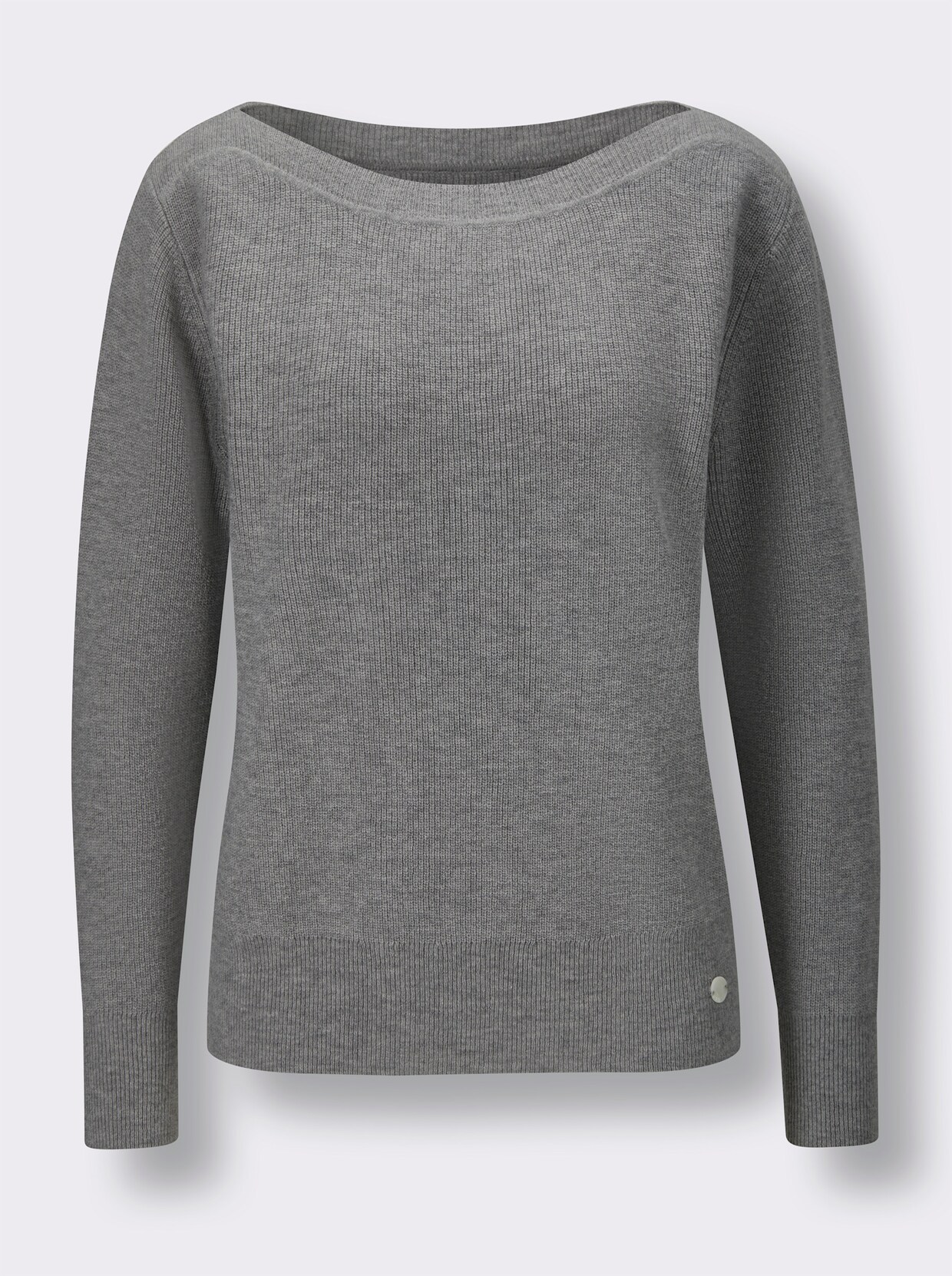 CREATION L PREMIUM Merino-Seiden-Pullover - steingrau-meliert