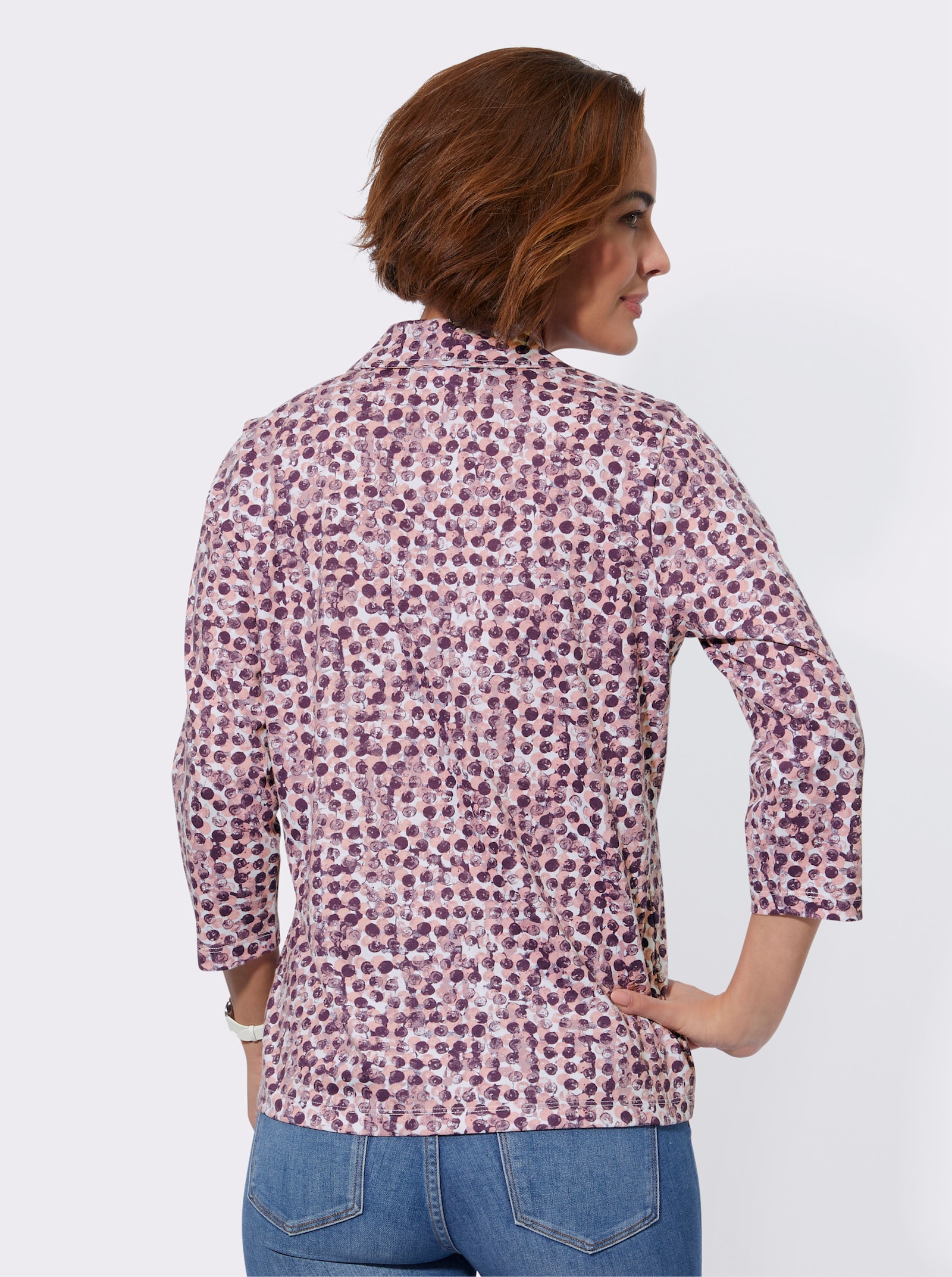 Poloshirt met GOTS-certificering - mauve/ecru bedrukt