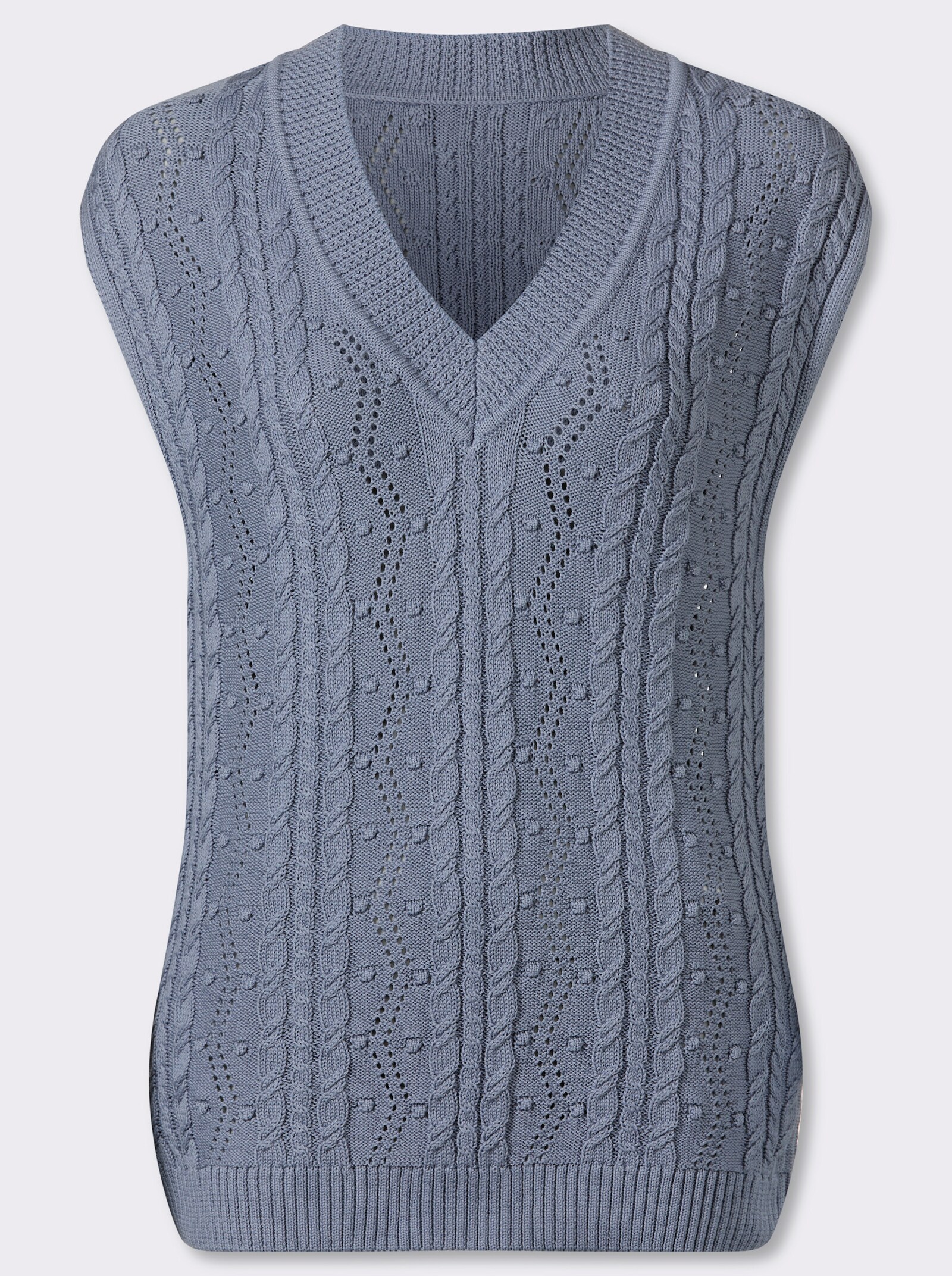 Pullunder mit Strickmuster-Mix - taubenblau
