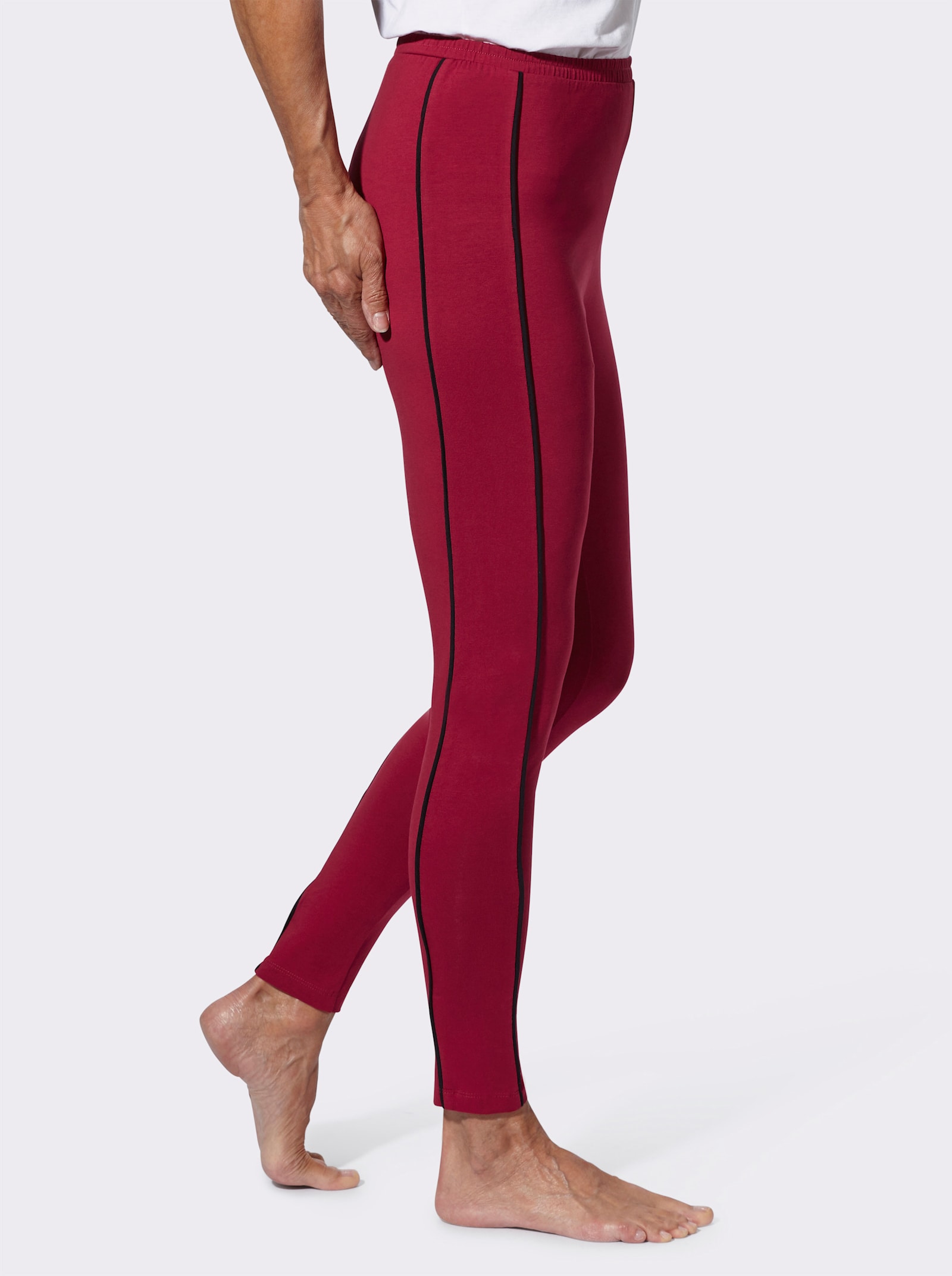Leggings mit Kontrastpaspeln - kirsche