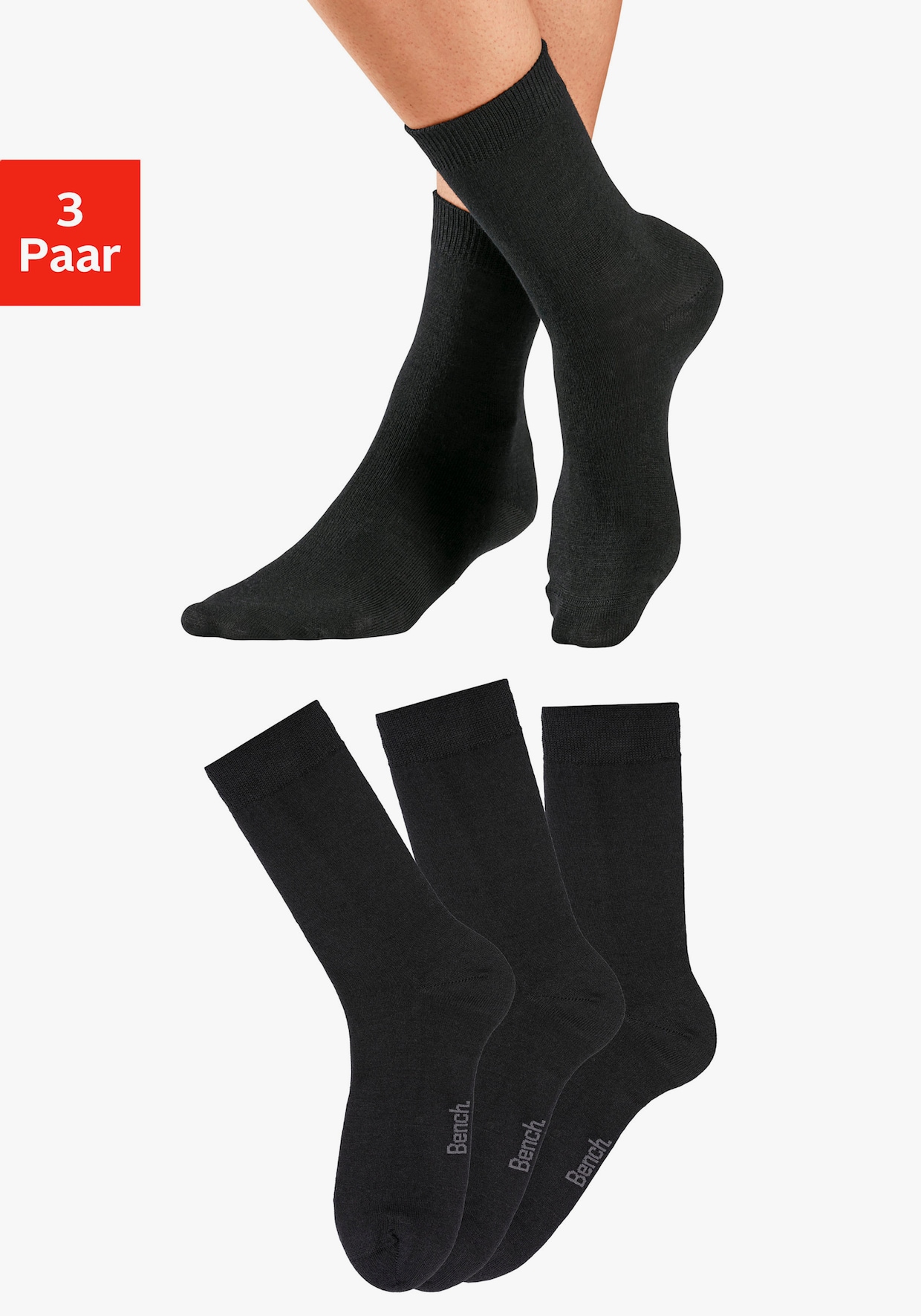 Bench. Socken - 3x schwarz