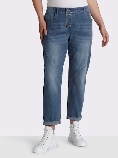 Jeans mit sichtbarem Knopfverschluss - blue-stone-washed