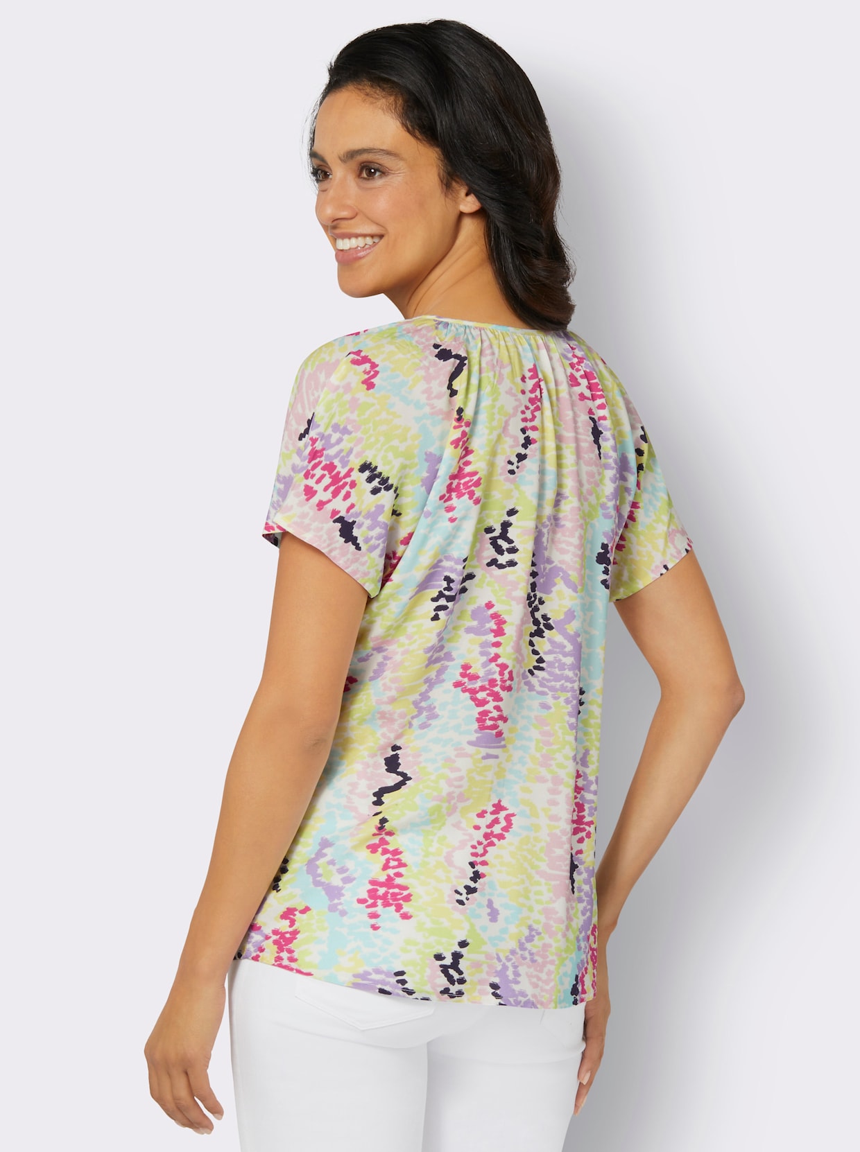 Blouse met print - citroen-lavendel bedrukt