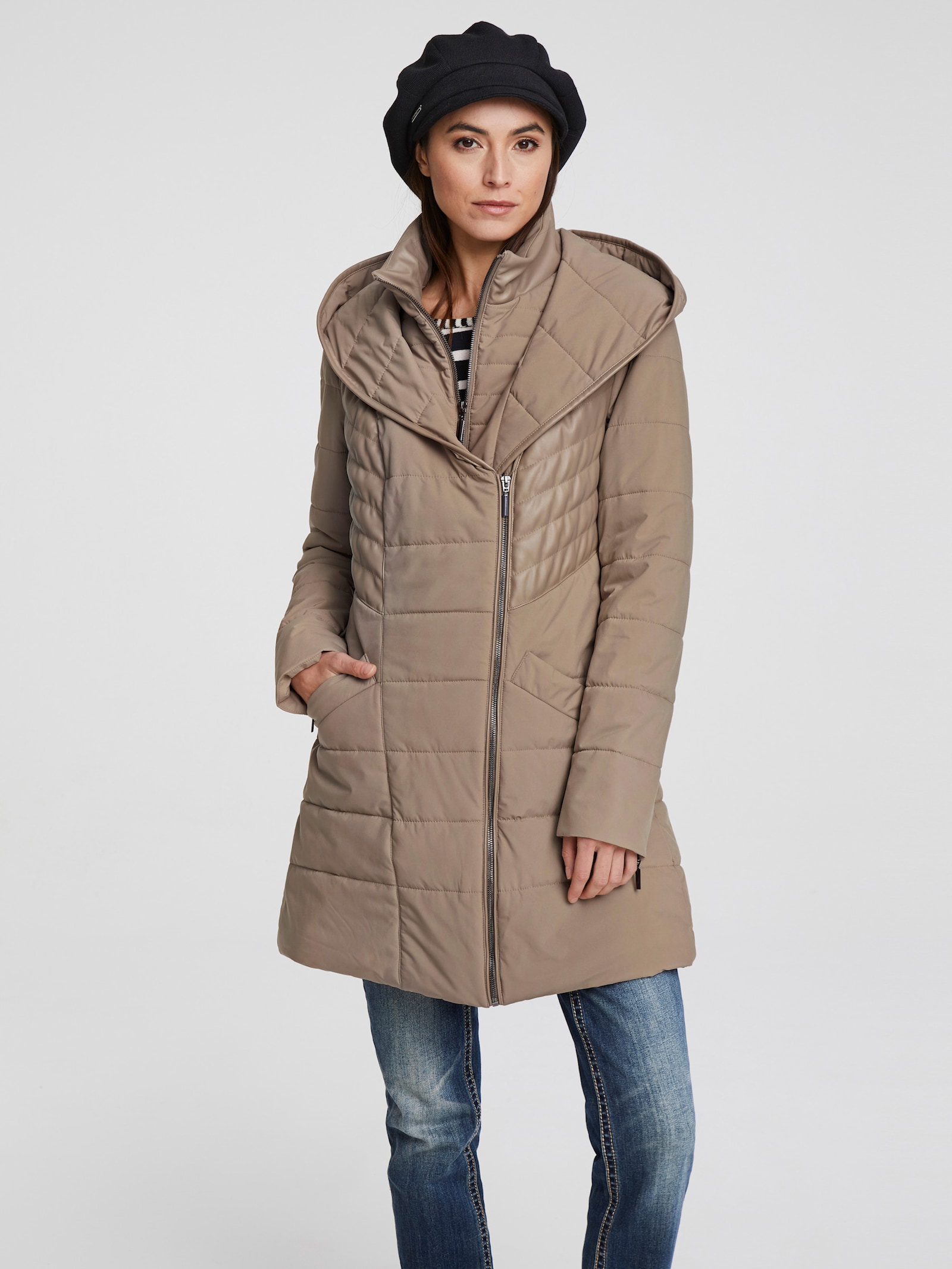 heine Steppjacke in 2-in-1-Optik - helltaupe
