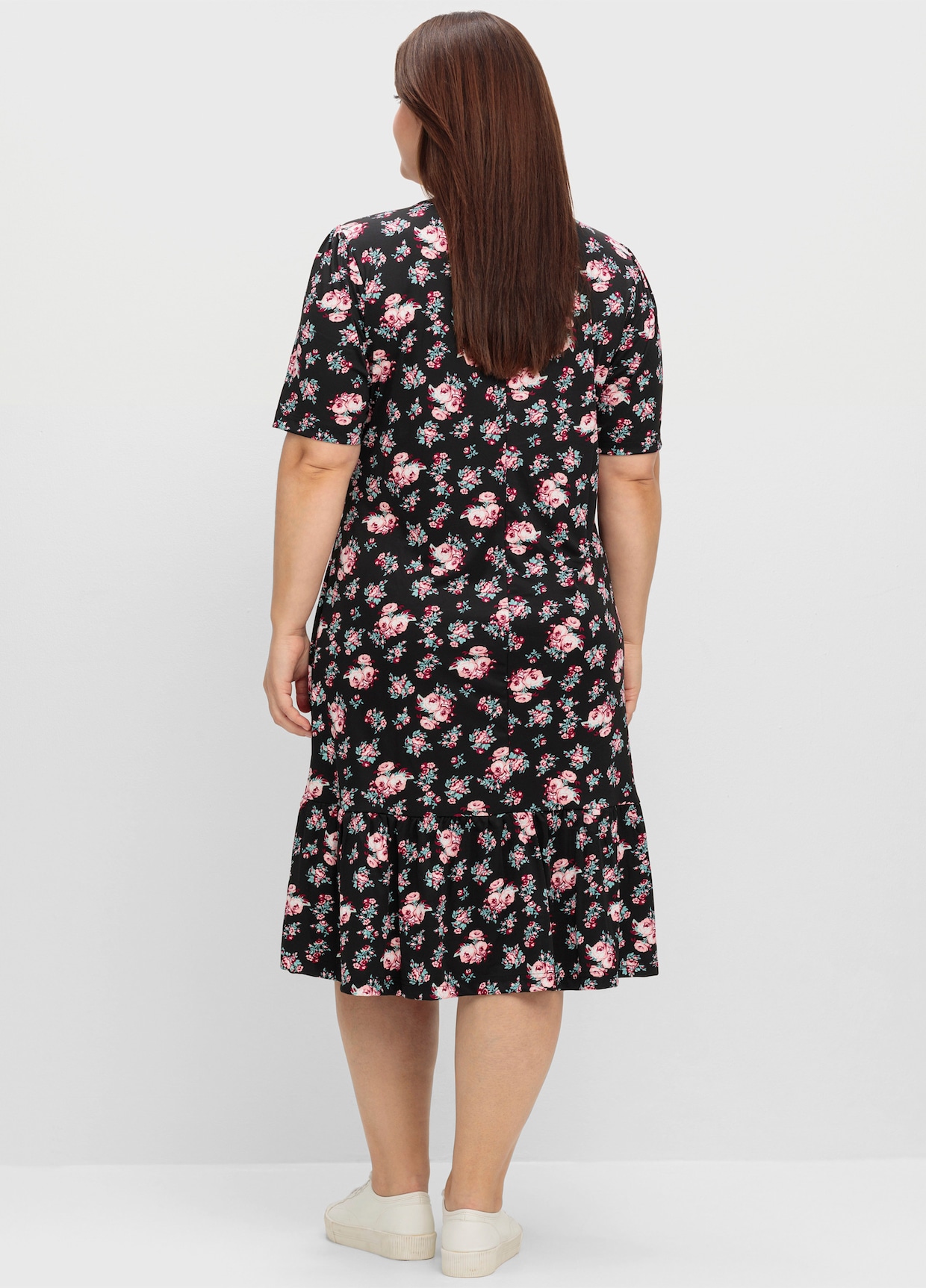 Shirtkleid - schwarz-hortensie-gemustert