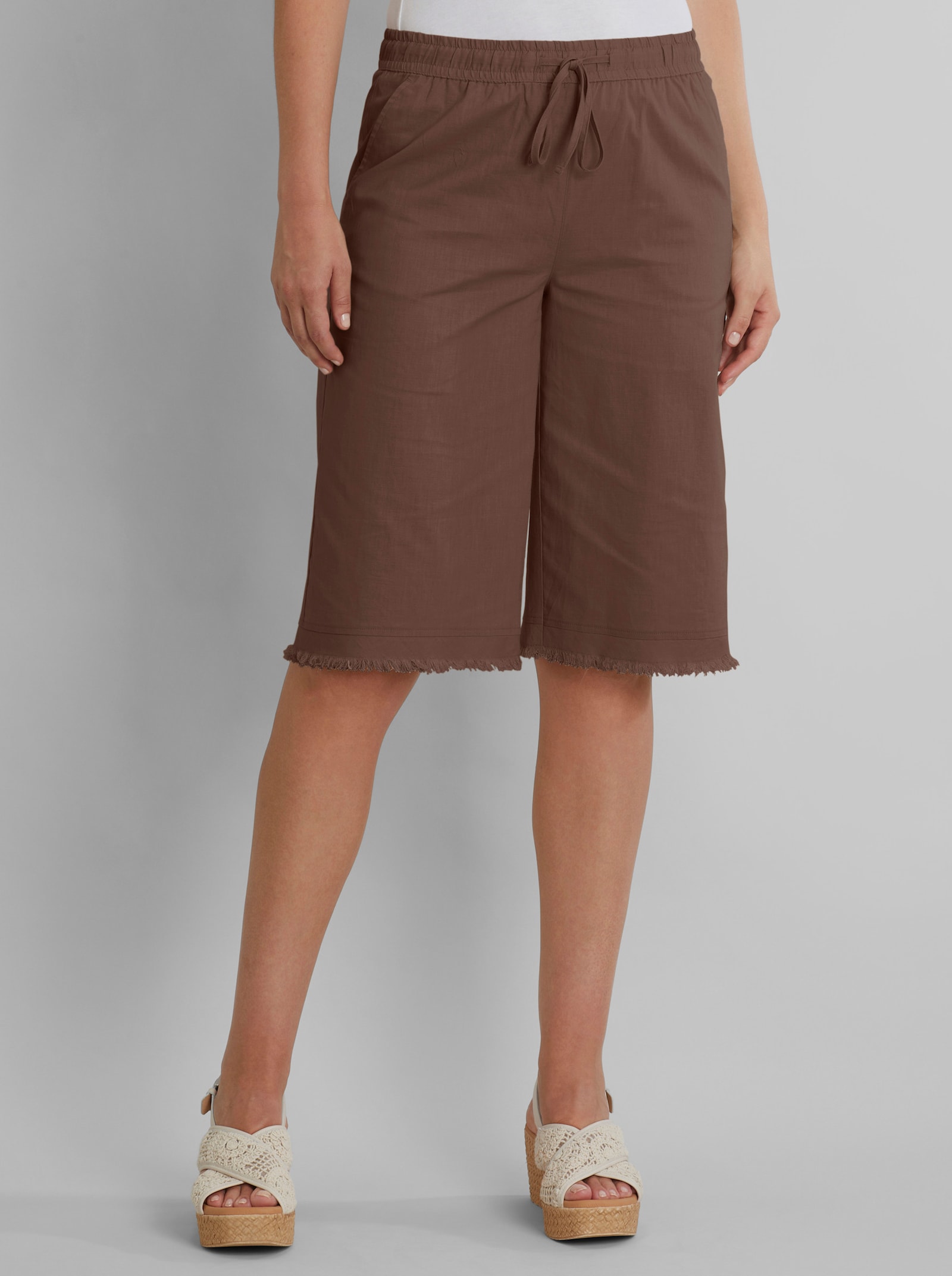 heine Shorts mit Fransen - schoko